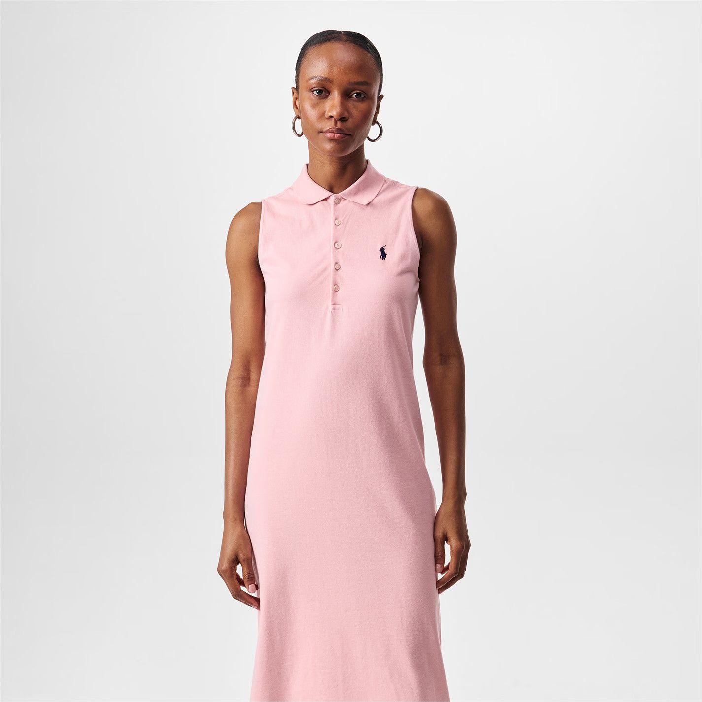 Polo Ralph Lauren o1g2r1mq0825 Stretch-Cotton Sleeveless Polo Dress in Pink Size M / US 6-8 / IT 42-44 - 3 Thumbnail