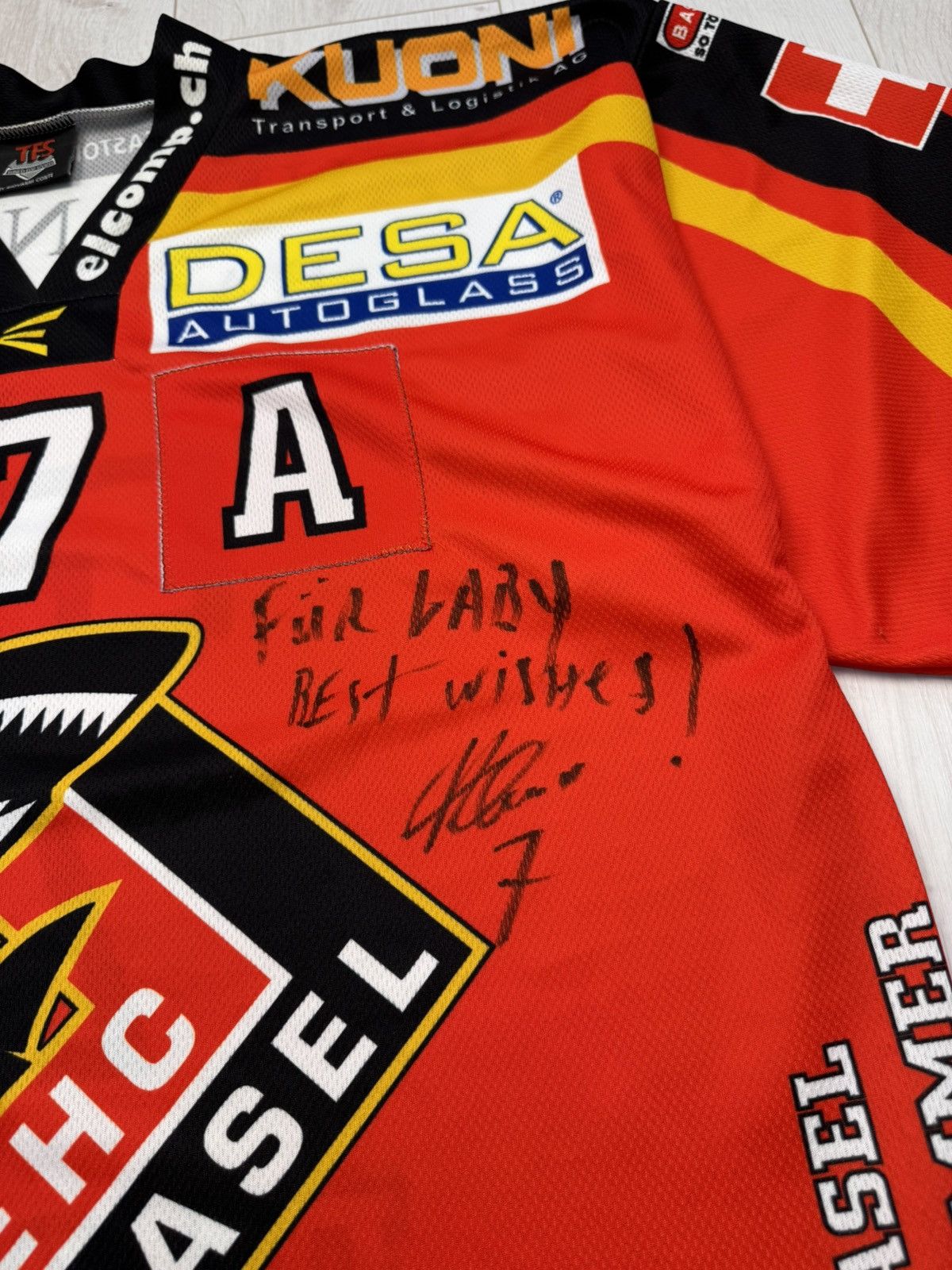 Other MATCHWORN SIGNED EHC BASEL 2012 ice hockey jersey Rare Size US XL / EU 56 / 4 - 4 Thumbnail