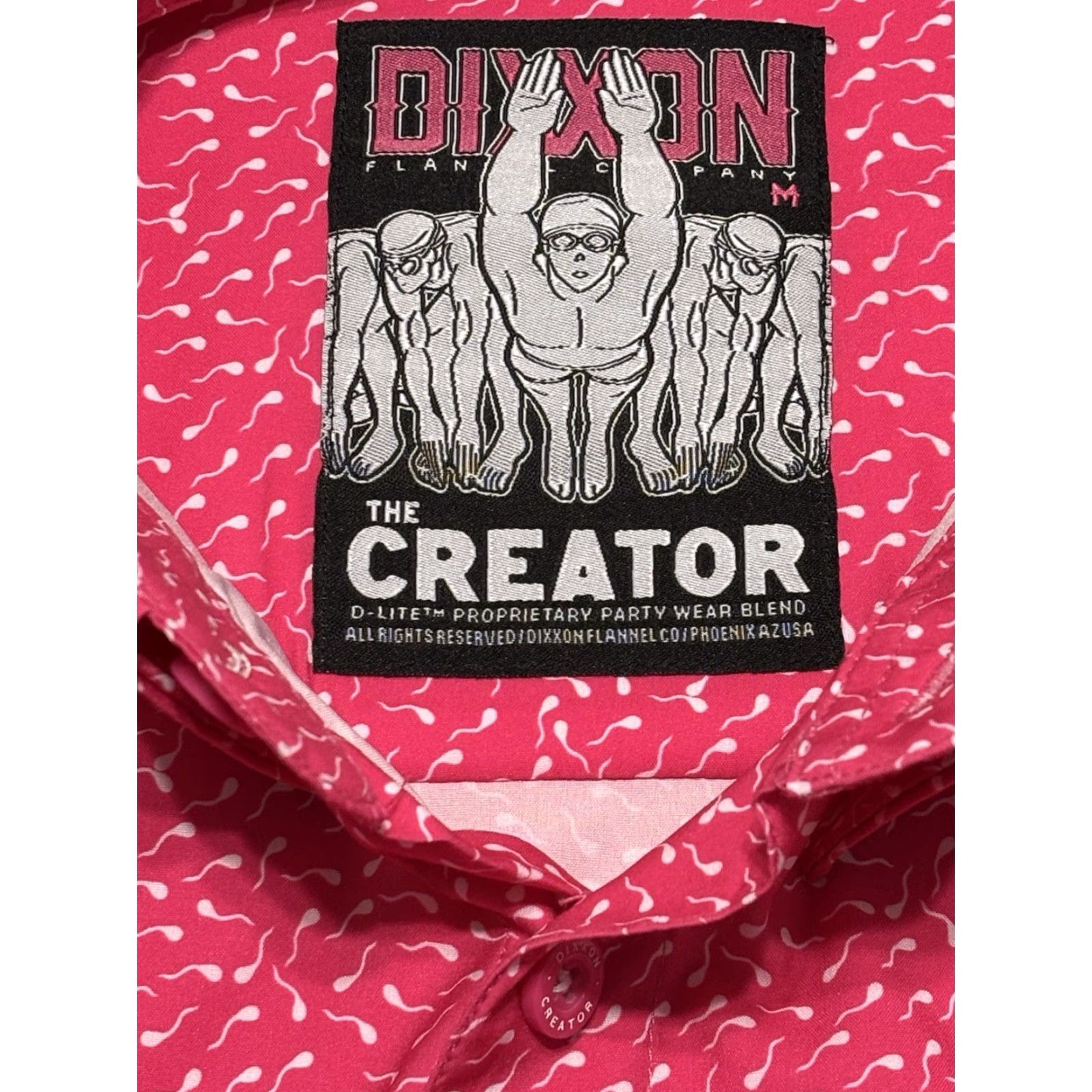 Dixxon Flannel Co The Creator Sperm Pink Party Shirt M Unisex Adults Button-Up Short Sleeve Colorful Beach Hawaiian Pattern