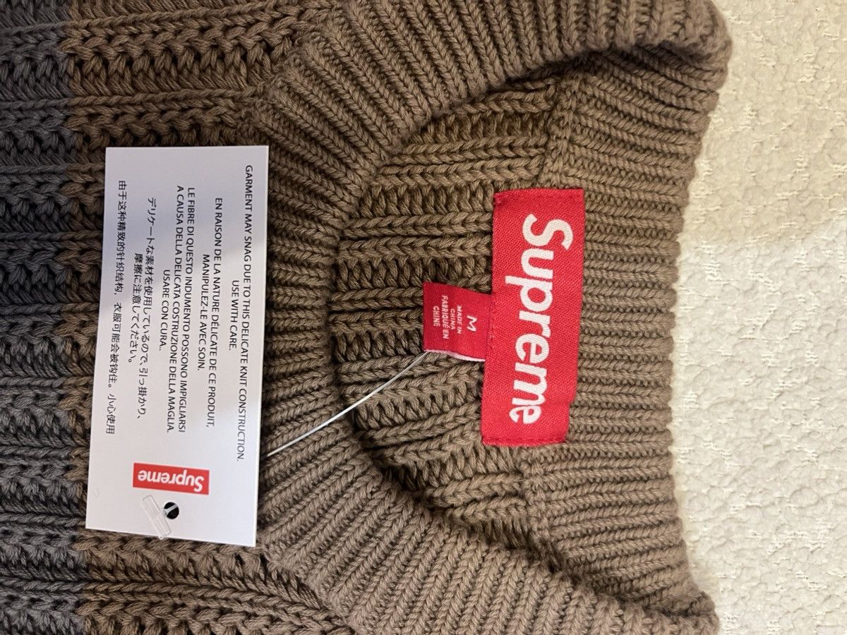 Supreme Supreme Loose Gauge Stripe Small Box Sweater Khaki Size US M / EU 48-50 / 2 - 5 Thumbnail