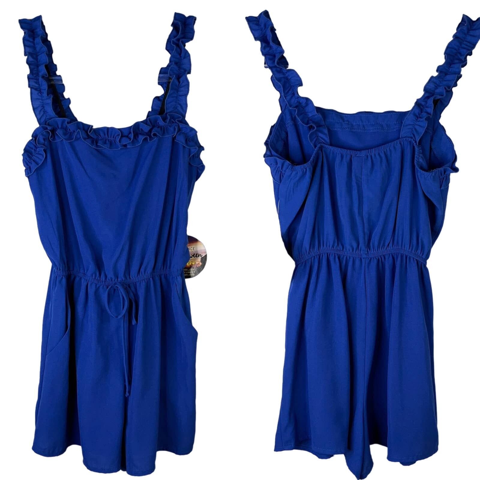 Other Bebop Romper XS Cobalt Blue Ruffles Pockets New | Grailed