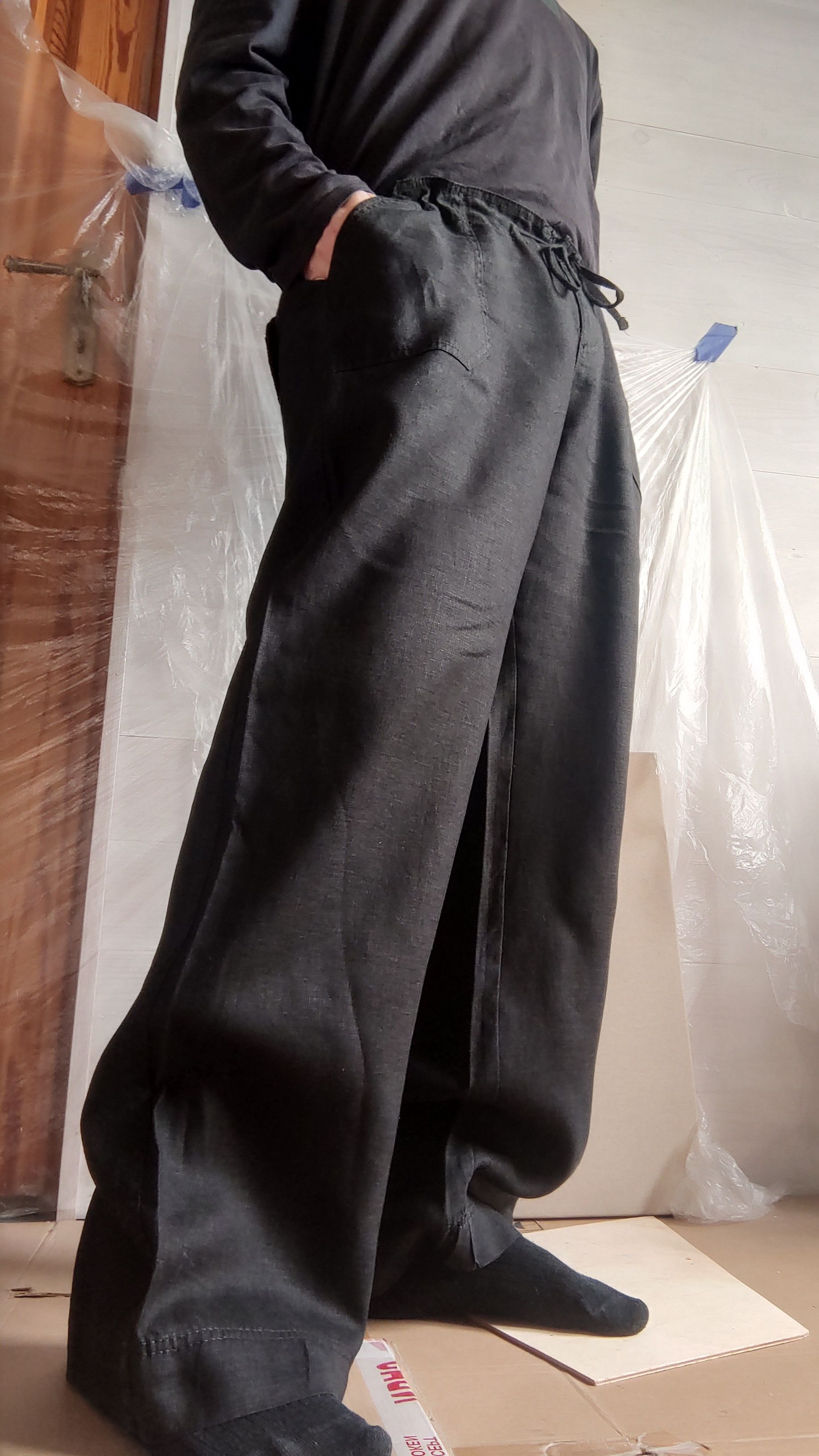 Vintage 100% Linen Pants Wide Minimal Flared y2k Vintage Darkfashion Size US 34 / EU 50 - 6 Thumbnail