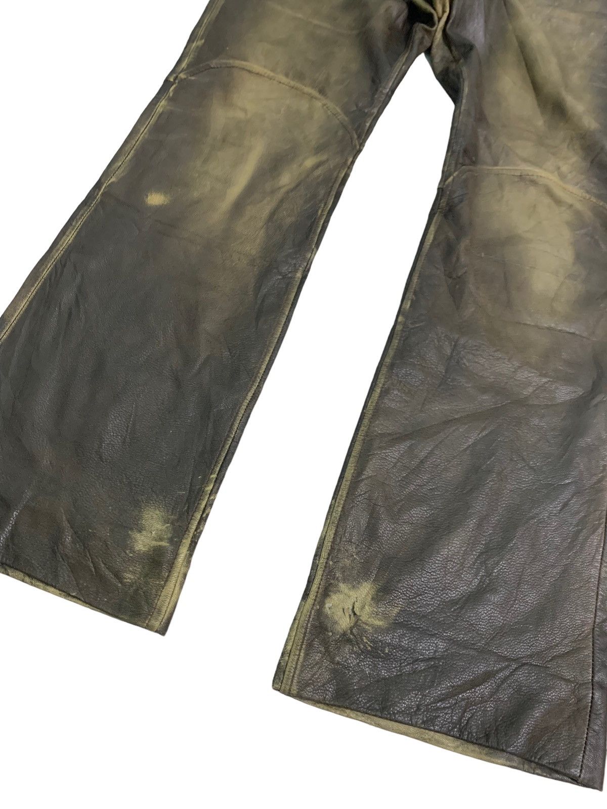 Japanese Brand 🔥Distressed Leather Cumtom Culture Biker Pants Size US 32 / EU 48 - 6 Thumbnail