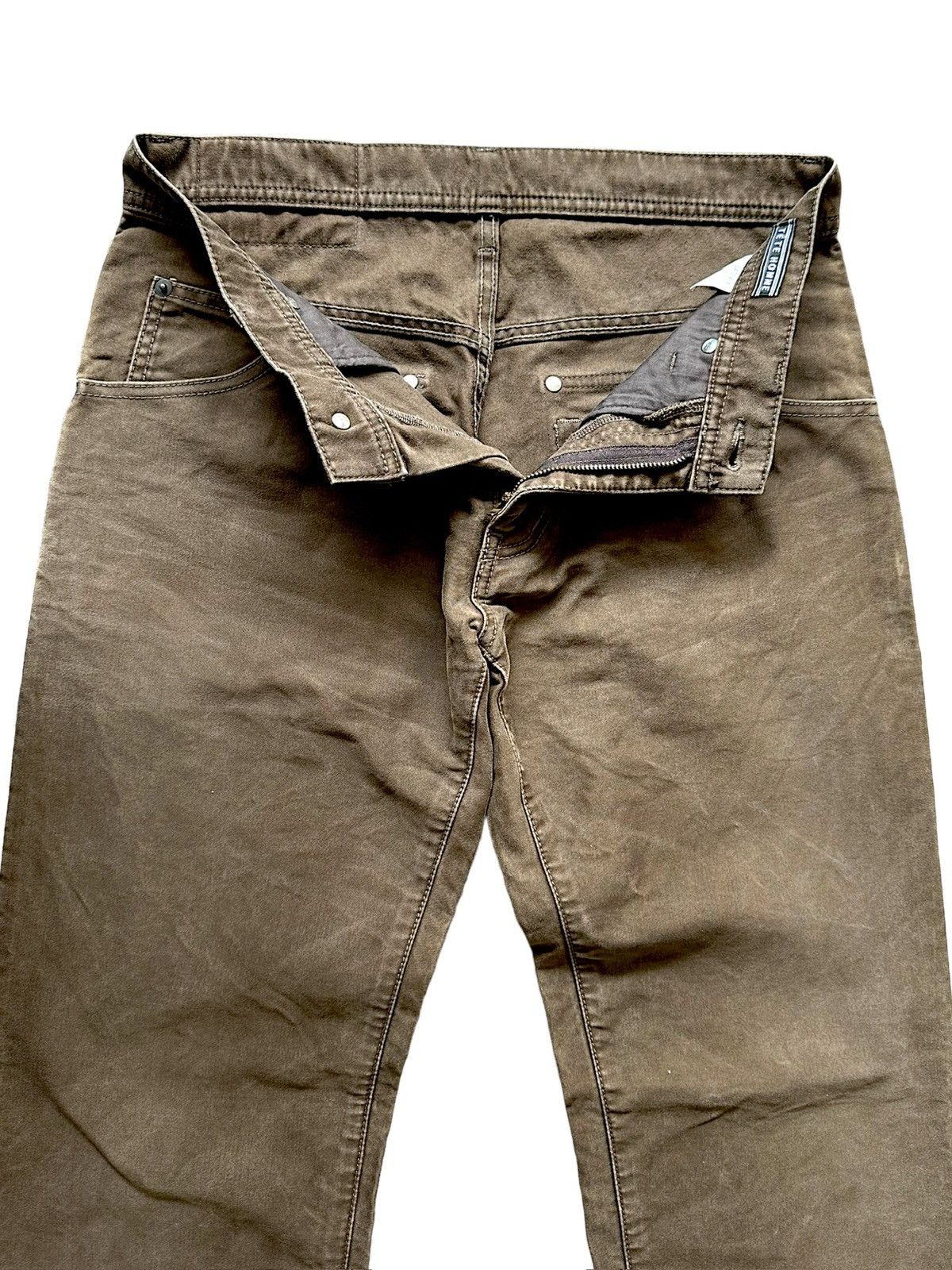 Tete Homme 00's Tete Homme moleskin mudwash khakis flared pant Size US 31 - 6 Thumbnail