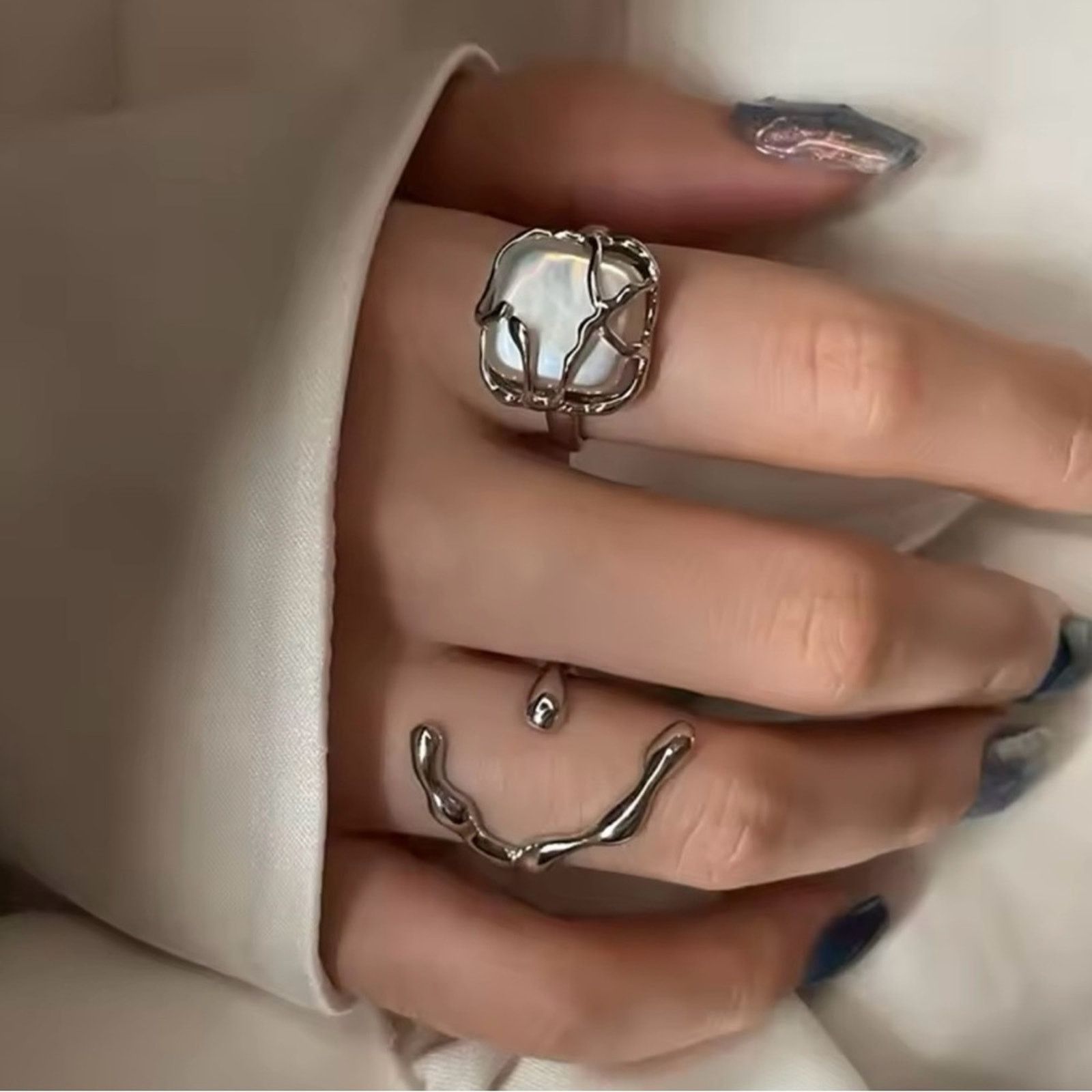 Other Rings Creative Simple Irregular Geometric Rings Silver 7-8 Size ONE SIZE - 1 Thumbnail
