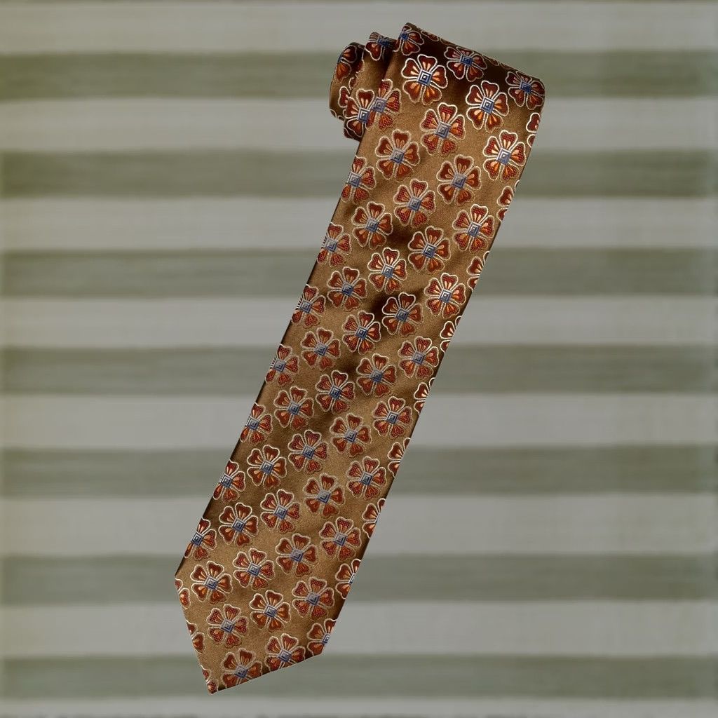 Ermenegildo Zegna VINTAGE Ermenegildo Zegna Silk Tie Floral Men’s Designer Wide 59" Copper Silk Made in Italy Size ONE SIZE - 1 Thumbnail