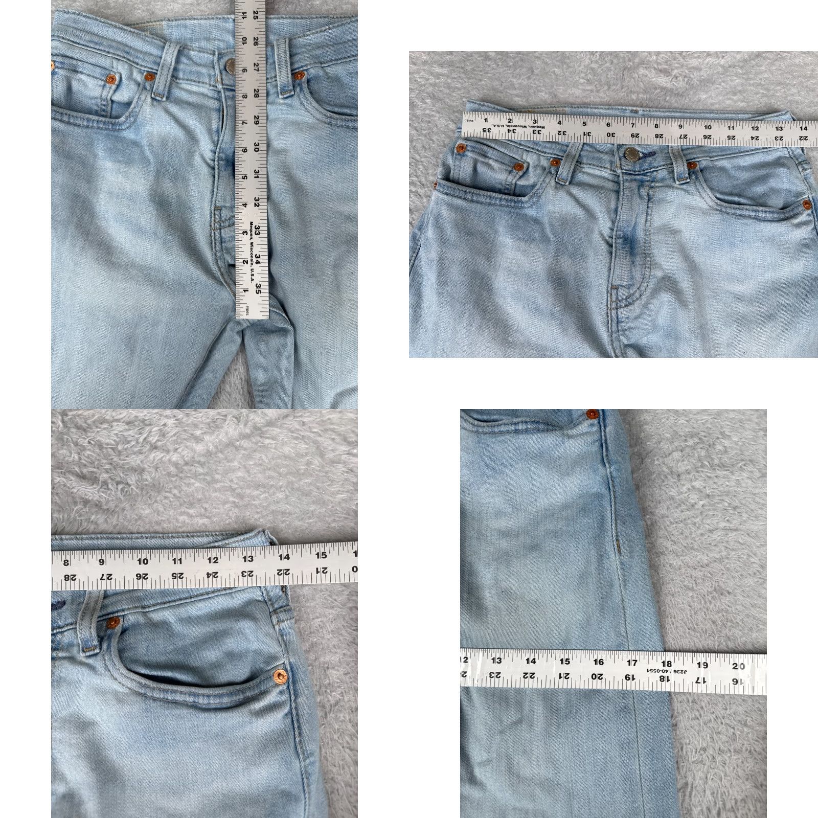 Levi's VINTAGE Levi's 512 Jeans Men 29x28 Blue Denim Light Wash 27x28 Slim/Stretch 5-Pocket Distressed Cotton Blend Cotton Brand: Levi's 500 Series Retro Size US 29 - 9 Thumbnail