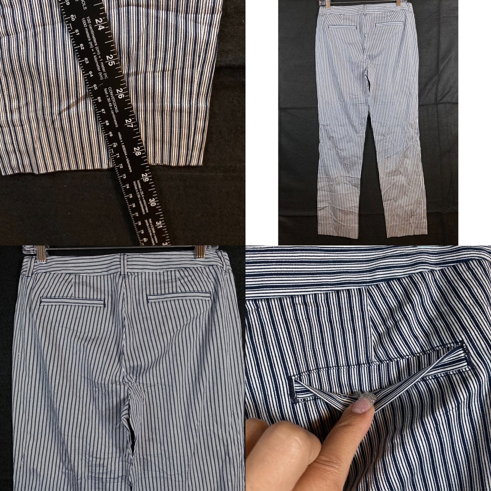 Brooks Brothers Brooks Brothers Womens Pants Blue White Striped Natalie Fit Straight Stretch 4 Size 24" / US 00 / IT 34 - 8 Thumbnail