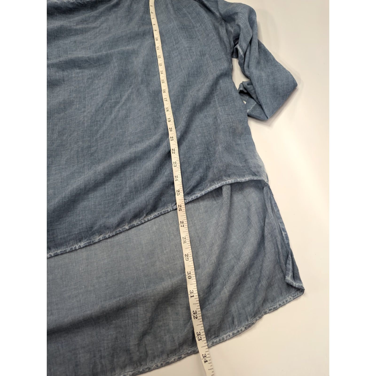 Free People Free People Blouse Pullover Long Sleeve Size L Blue Cotton Rayon Semi Sheer Washed Blue Womens Shirt Size L / US 10 / IT 46 - 5 Thumbnail
