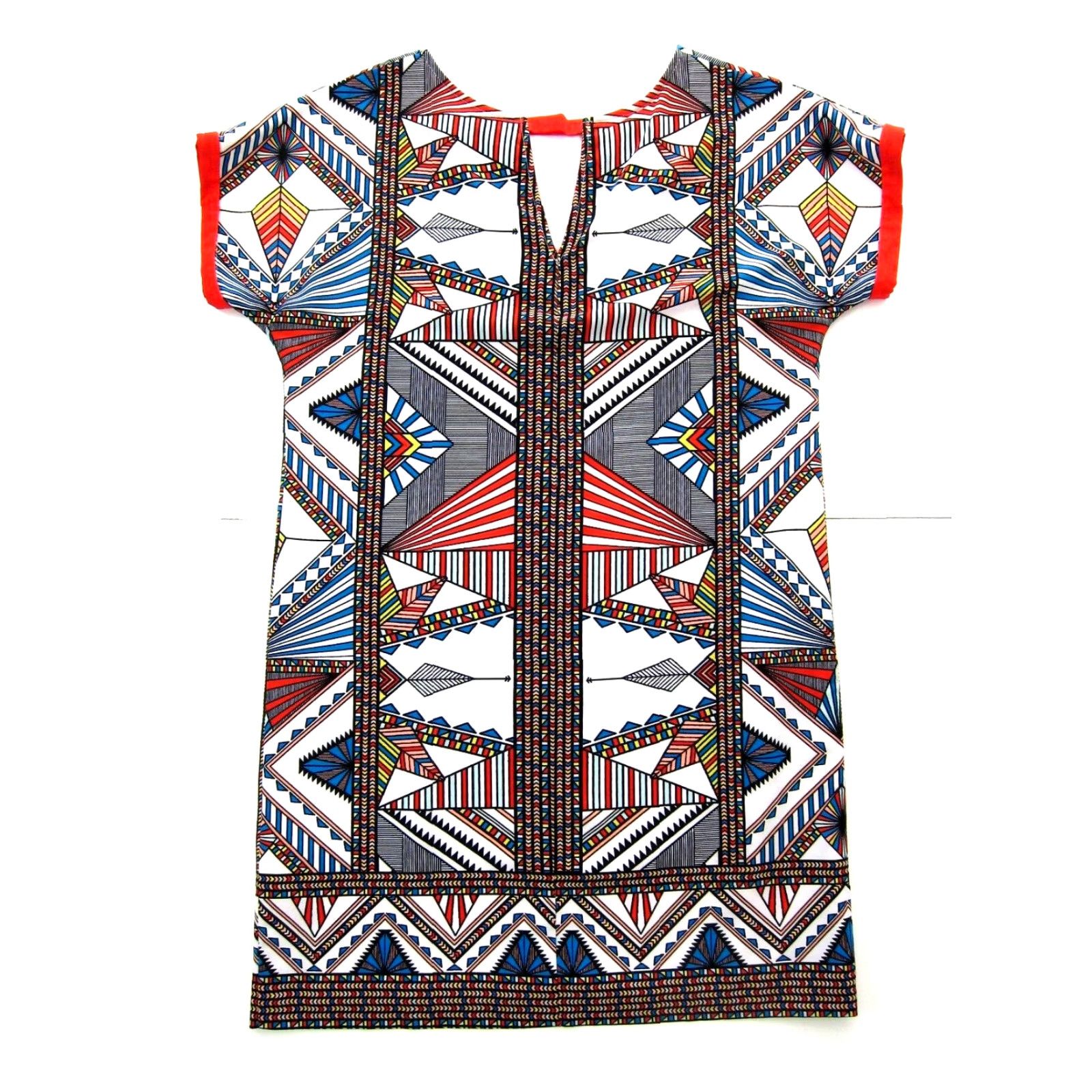 Vintage Gibson Latimer Red Geometric Stretch Midi Shift Dress M Size M / US 6-8 / IT 42-44 - 2 Thumbnail