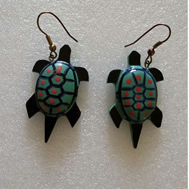 Unknown London Vintage wooden sea turtle earrings Size ONE SIZE - 1 Thumbnail