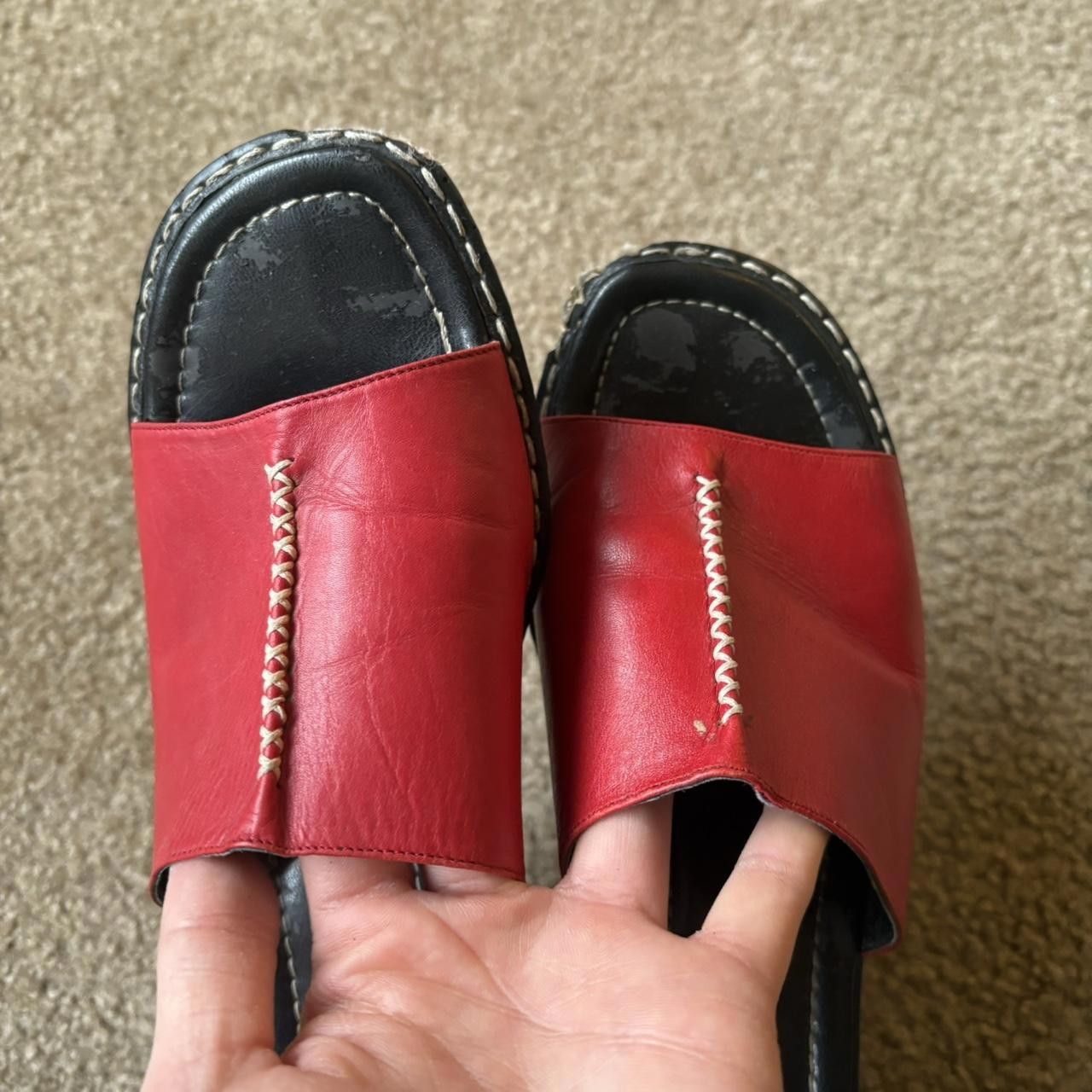 Designer Italian Leather Red Platforms Size US 8 / IT 38 - 4 Thumbnail