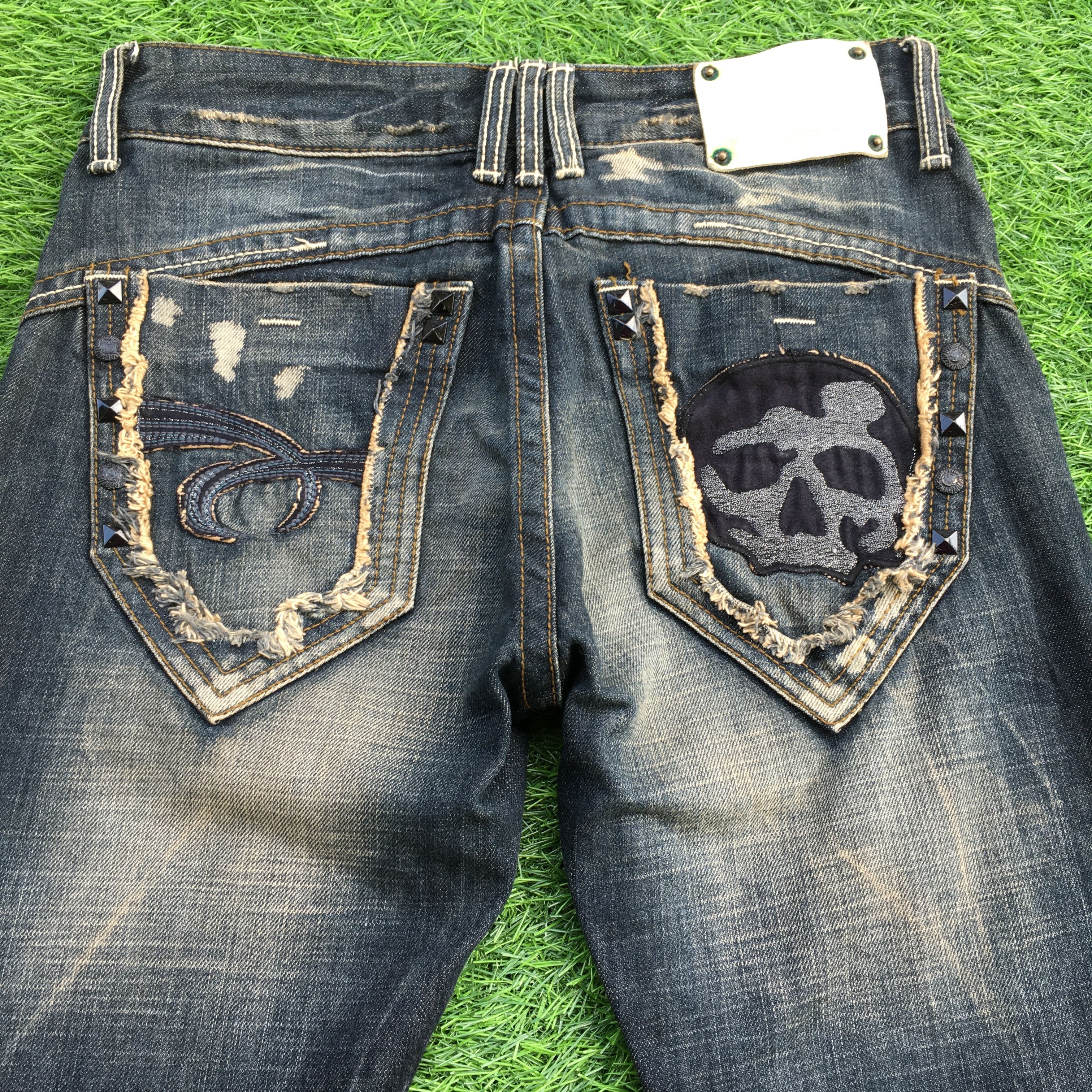 Japanese Brand Japanese Skull Denim Low Waist Flared Denim Jeans, D-1199 Size 26" / US 2 / IT 38 - 4 Thumbnail