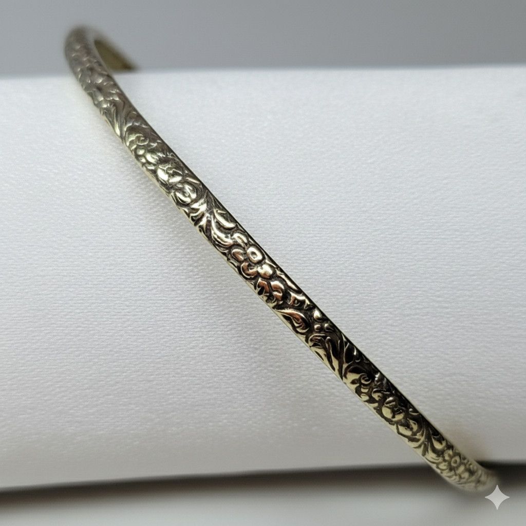 Other Floral 8.5" Sterling Silver 925 Bangle Bracelet Vermil Gold Size ONE SIZE - 2 Thumbnail
