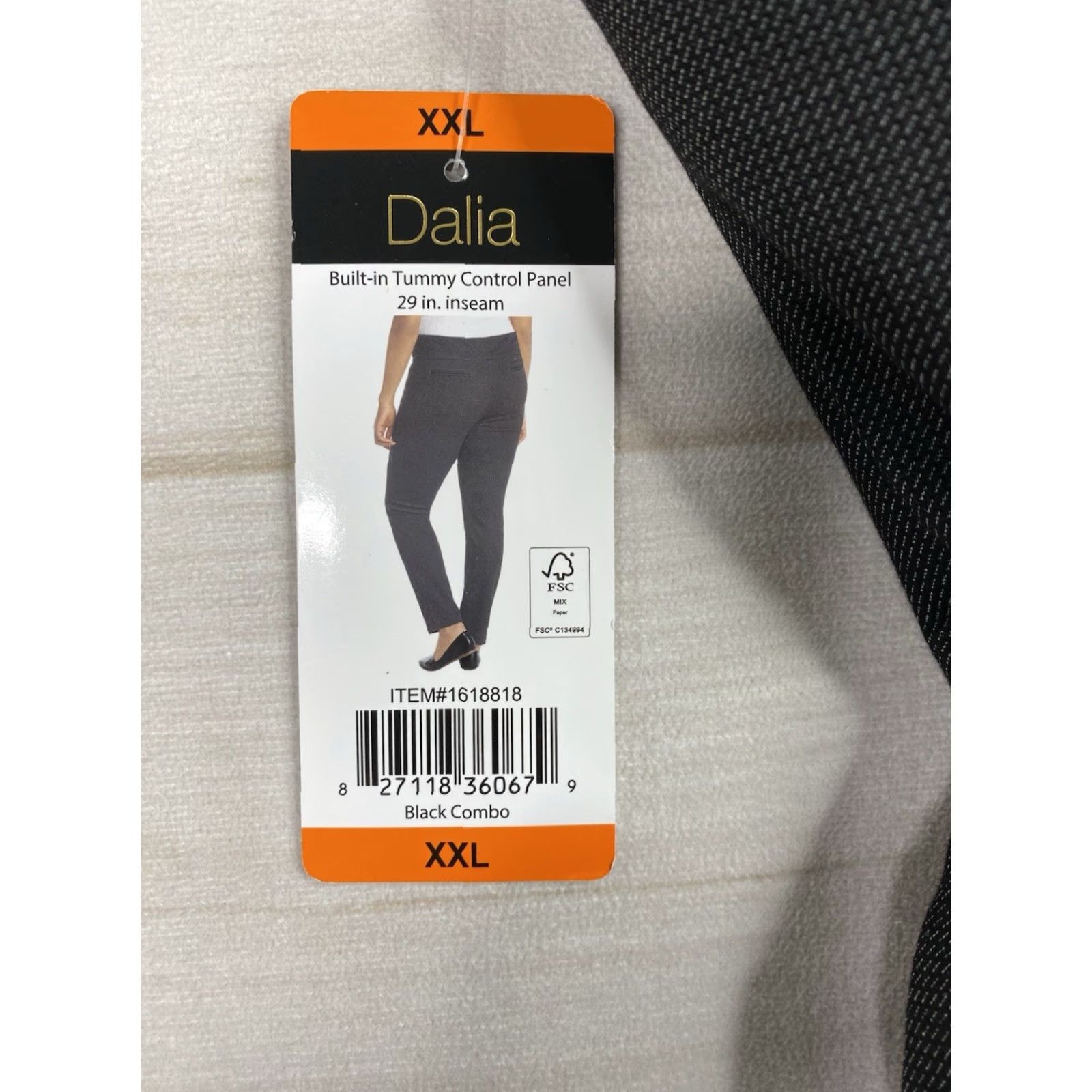 Vintage Dalia Pants Women's XXL Black Combo Pockets Built-In Tummy Control Pull-On Geometric Ponte 29 In Inseam City Casual Sl- Slimming, Stretch NWT Size 40" / US 18 - 5 Thumbnail