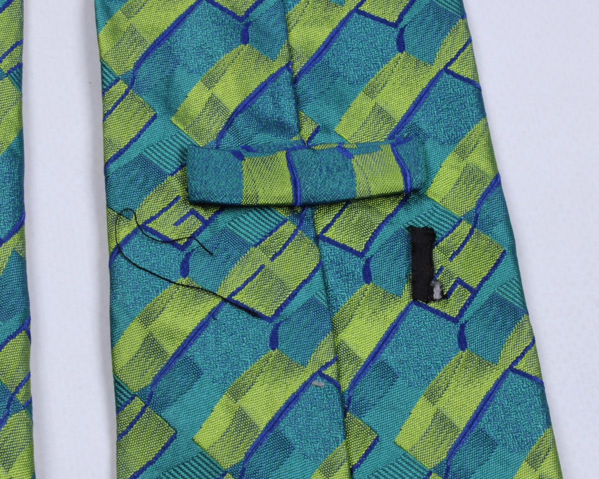 Designer × Gucci × Vintage GUCCI Vintage Geometric Monogram Logo GG Green Silk Tie Size ONE SIZE - 8 Thumbnail