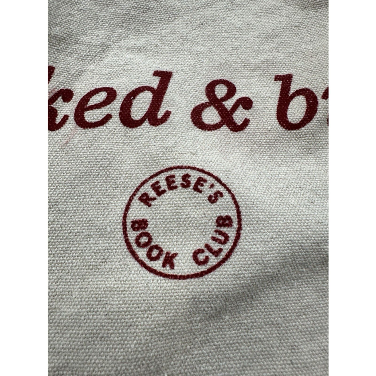 Vintage VINTAGE Reece’s Book Club Tote Bag Beige Canvas Cotton Tote Unisex Adults Adult One Size Beige Love Bags Women/Men Size ONE SIZE - 2 Thumbnail