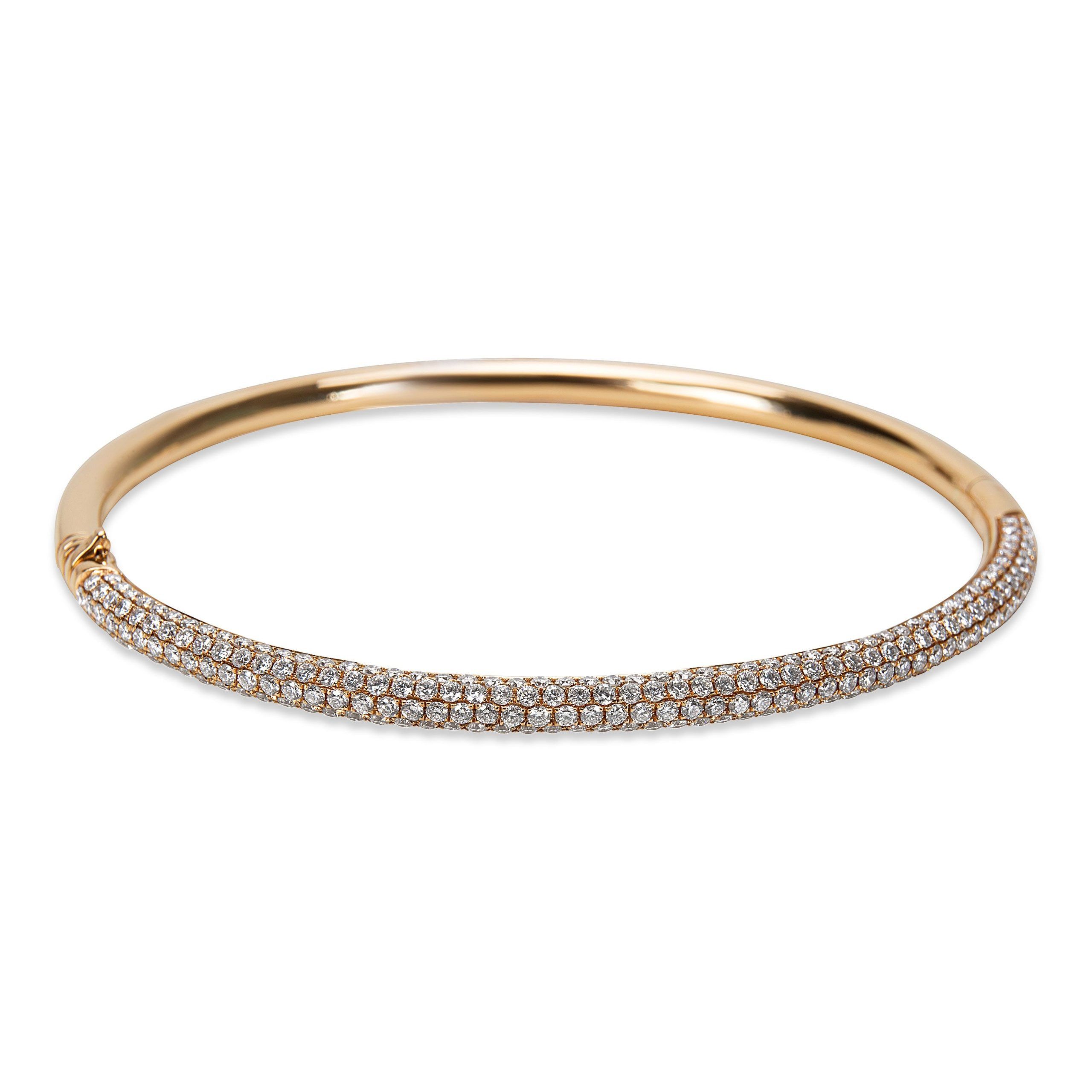 image of Cartier 3-Row Pave Diamond Bangle In 18K Yellow Gold (2.50 Ctw), Women's