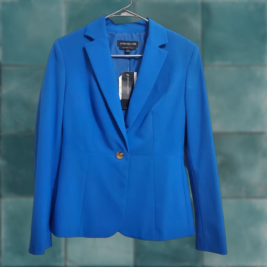 Jones New York VINTAGE Jones New York Stretch Blazer Womens 4 Blue Career Capri Lined Single Button Size S / US 4 / IT 40 - 1 Thumbnail