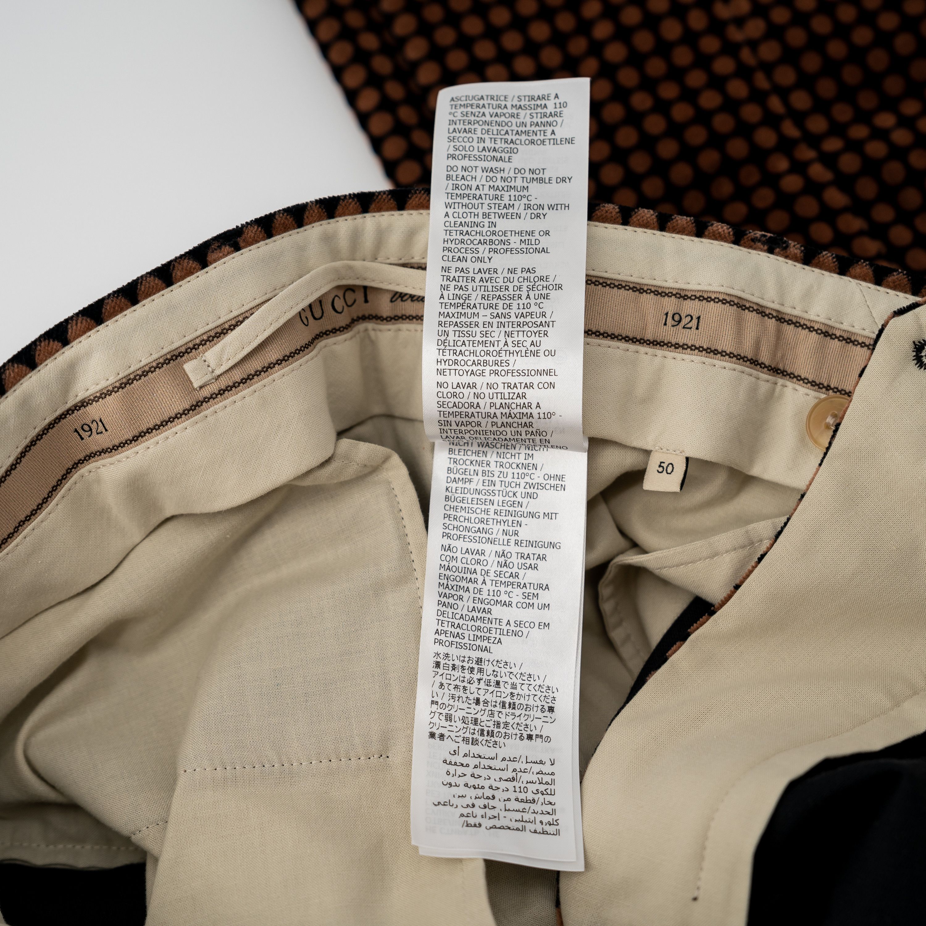 Gucci 50 L - Gucci Polka Dot Print Brown Suit Pants Trousers Size 50R - 8 Thumbnail