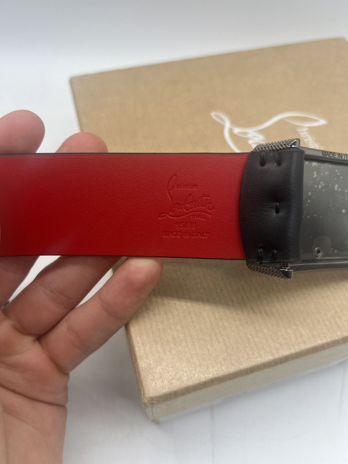 Christian Louboutin Christian Louboutin Ricky Calf Black Belt Size 95 RRP $600 Size ONE SIZE - 7 Thumbnail