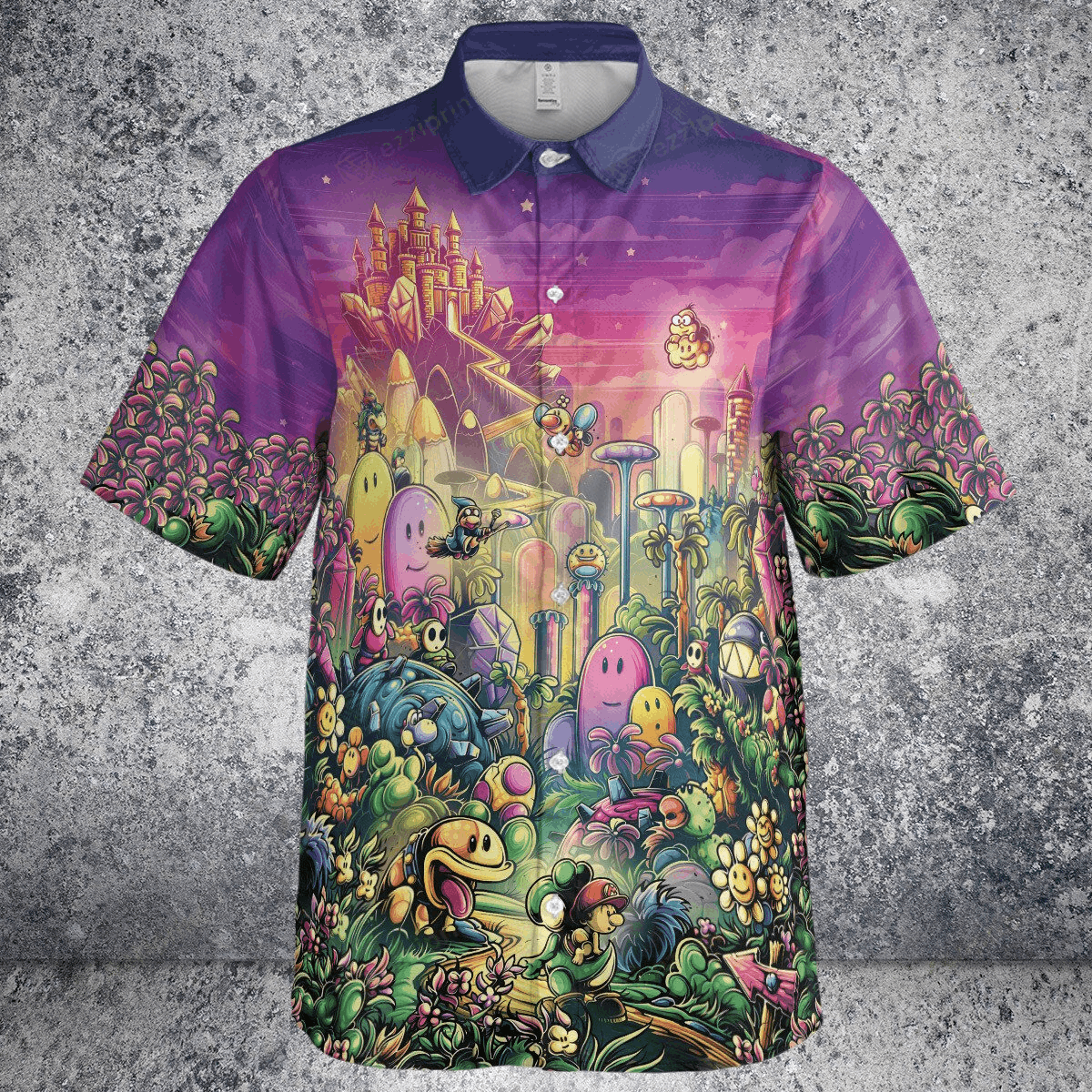 The Unbranded Brand Mushroom Kingdom Super Mario Purple Button Down Shirt Size US S / EU 44-46 / 1 - 2 Thumbnail