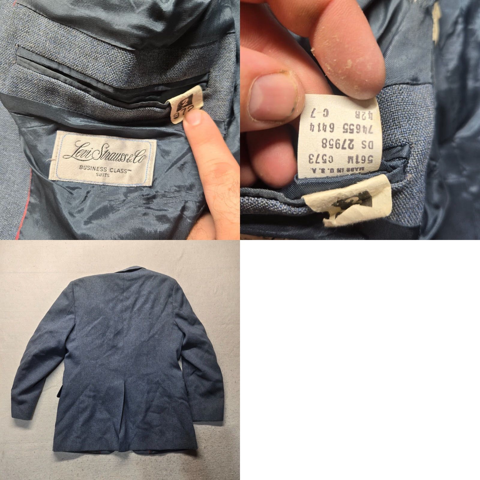 Vintage VINTAGE Hunting Horn Loui Strauss Solid Blue Two Button Blazer Sport Coat Suit Jacket Adult Men's 42R 40 Wool Polyester Rayon Blue Size 40R - 8 Thumbnail