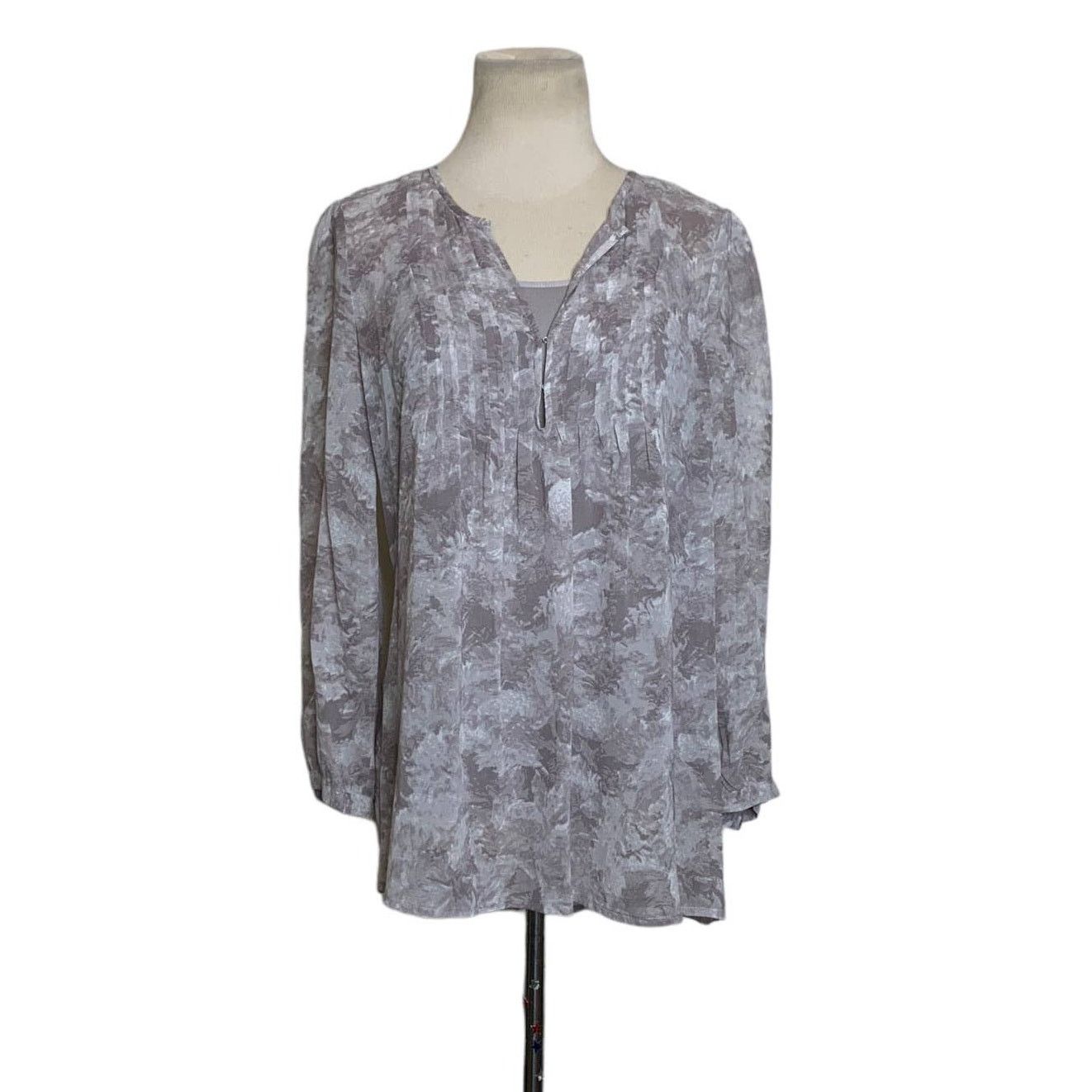 Joie Joie Gray Print Silk Chiffon Semi Sheer Tunic Blouse XS Size XS / US 0-2 / IT 36-38 - 11 Thumbnail