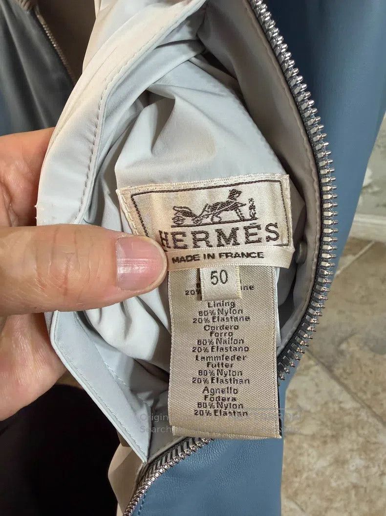 Hermes Hermes Porcelain Blue Leather reversible jacket Size US M / EU 48-50 / 2 - 2 Thumbnail