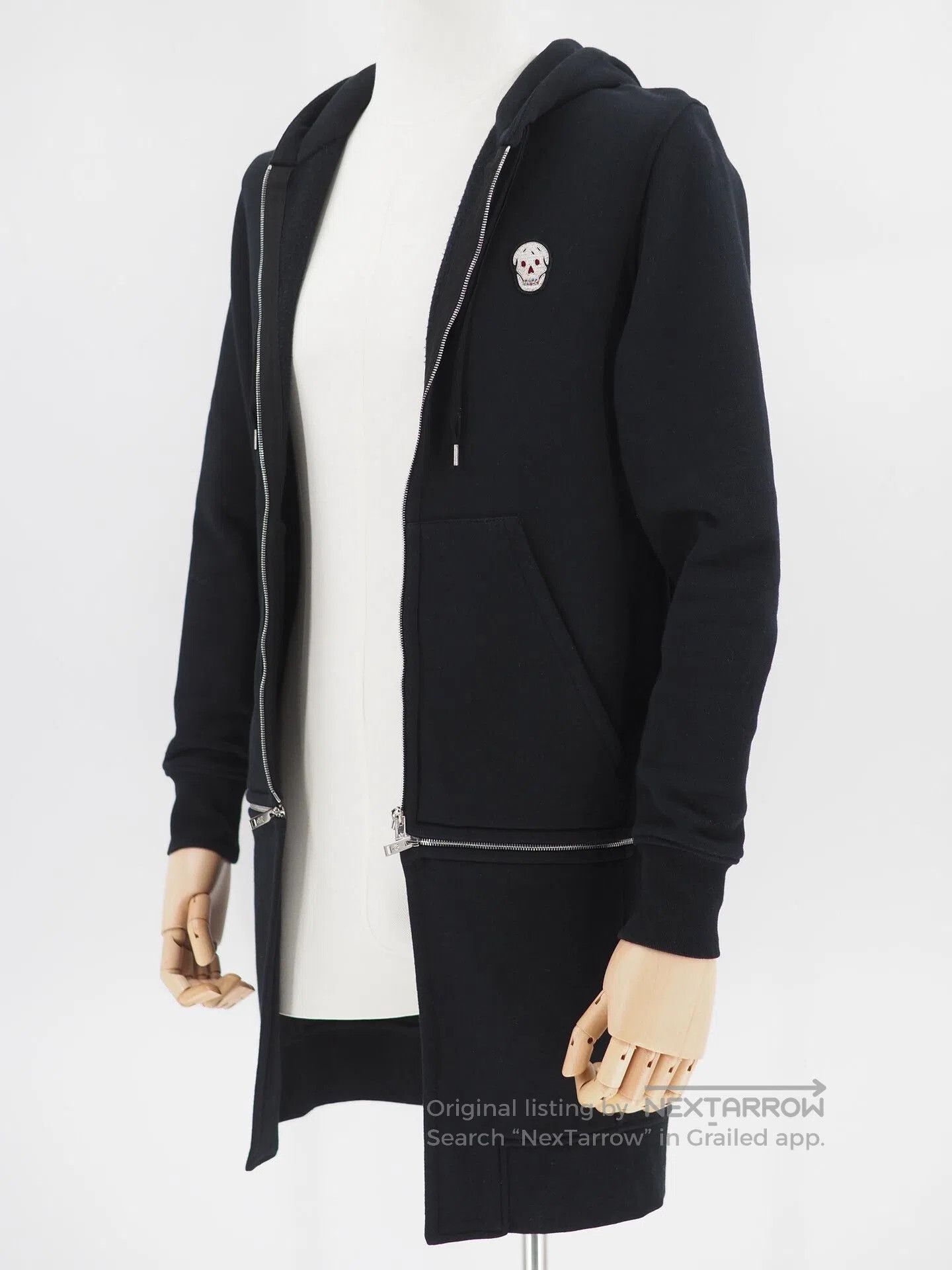 alexander mcqueen zip long hoodie black xs.
