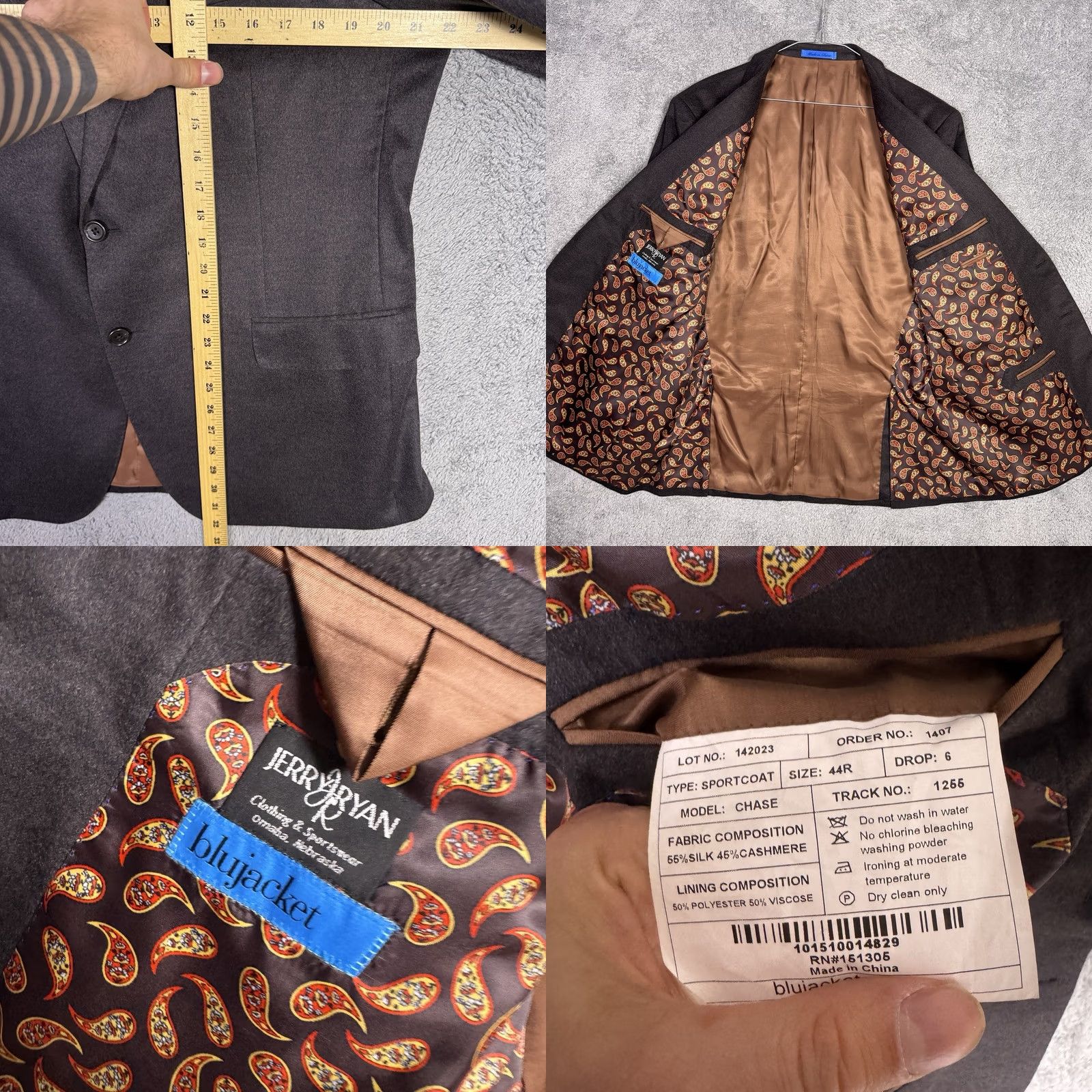 Vintage Versace Collection Blazer Mens 44R Paisley Cashmere Silk Notch Lapel Double-Vented Garden City USA Designer Jacket Blazer Jacket Coat Blazer Size 44R - 8 Thumbnail