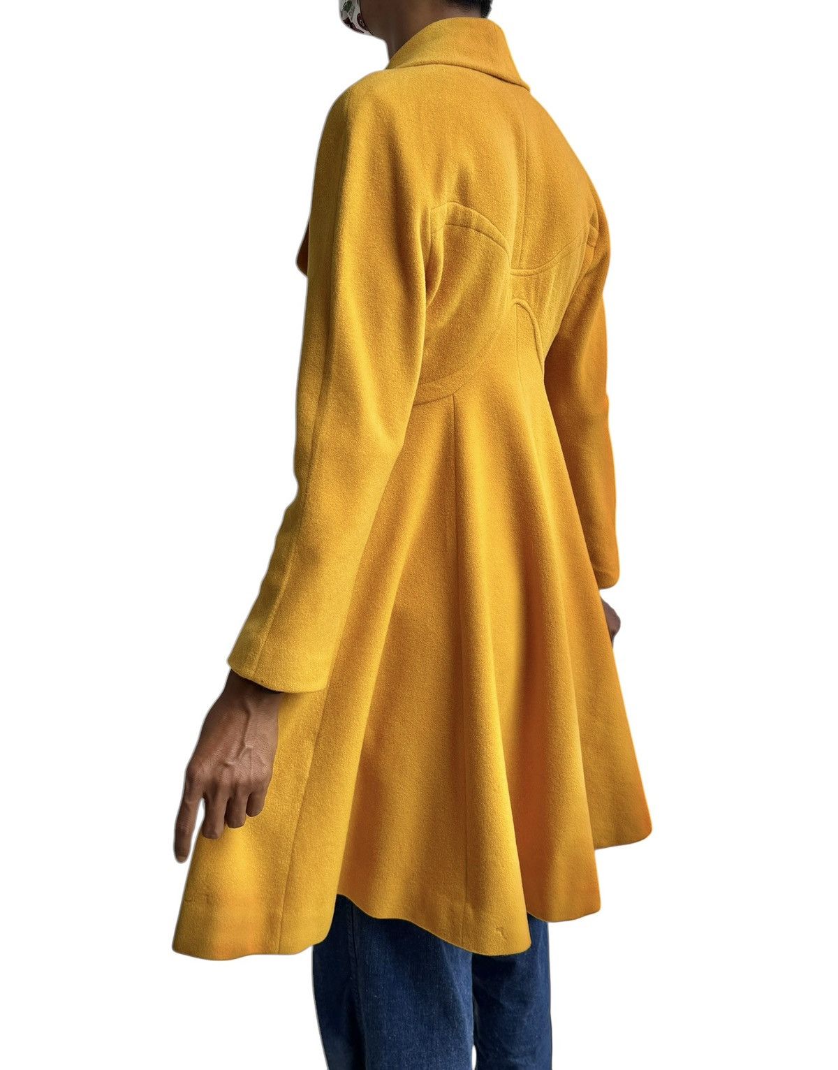 Mugler 🔥Rare Vintage 80s Thierry Mugler Mustard Yellow Wool Coat Size M / US 6-8 / IT 42-44 - 18 Thumbnail