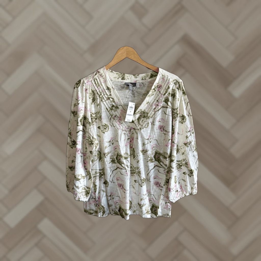 Vintage VINTAGE Style & Co Womens White Floral Pattern Long Sleeve Blouse Size 1X NWT Size XL / US 12-14 / IT 48-50 - 1 Thumbnail