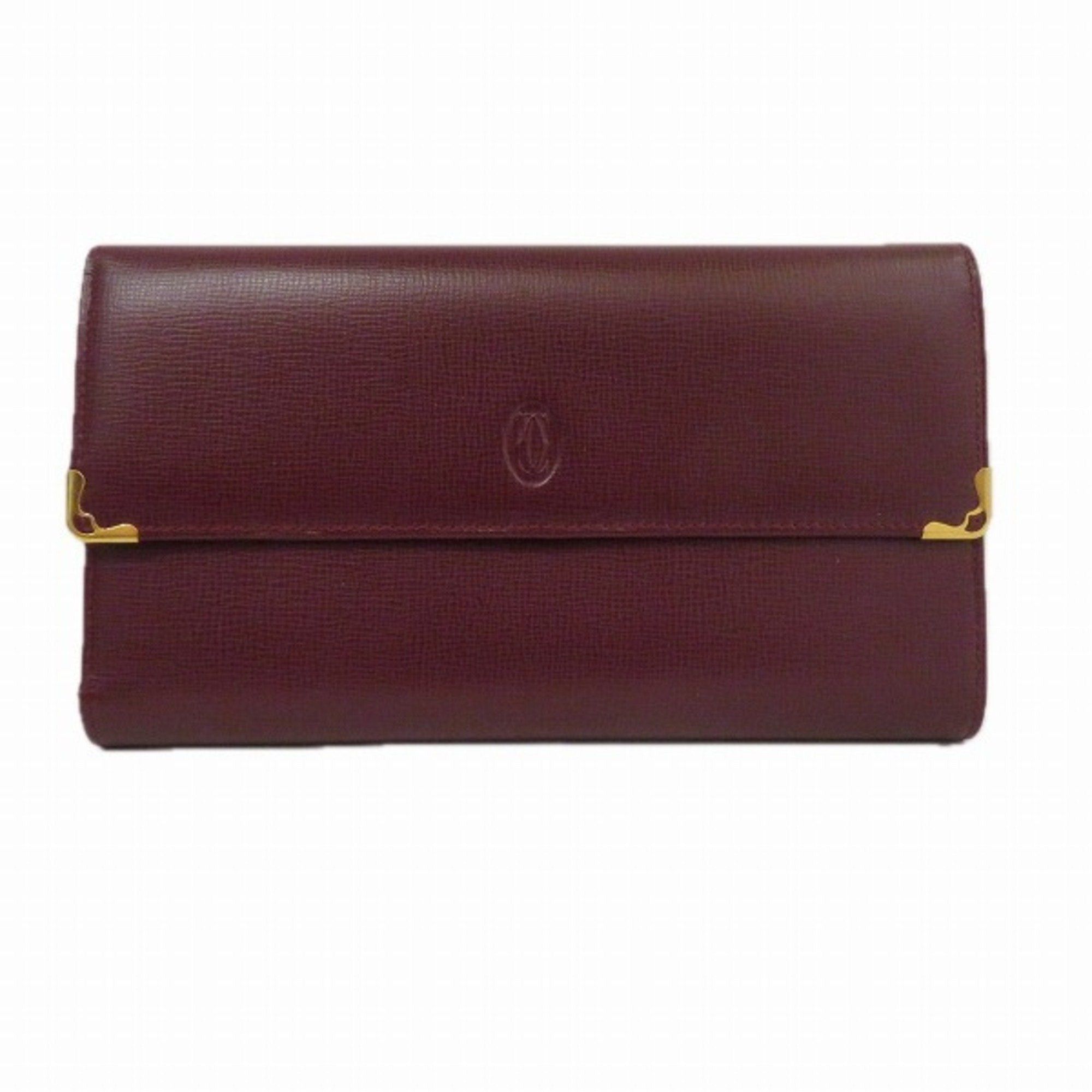 image of Cartier Must Long Wallet Trifold Men's Women's in Red