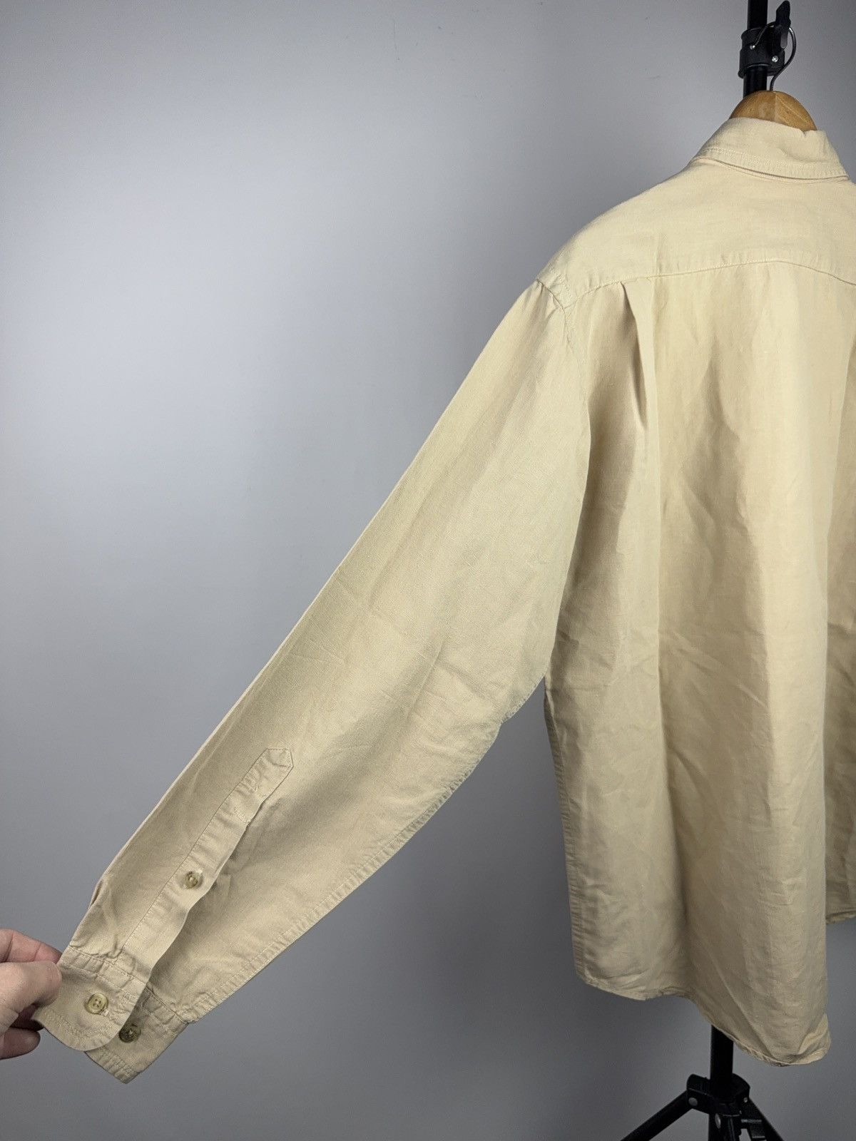 Marlboro Classics 90s Marlboro Classics Beige Linen Work Shirt Vintage L Size US L / EU 52-54 / 3 - 13 Thumbnail