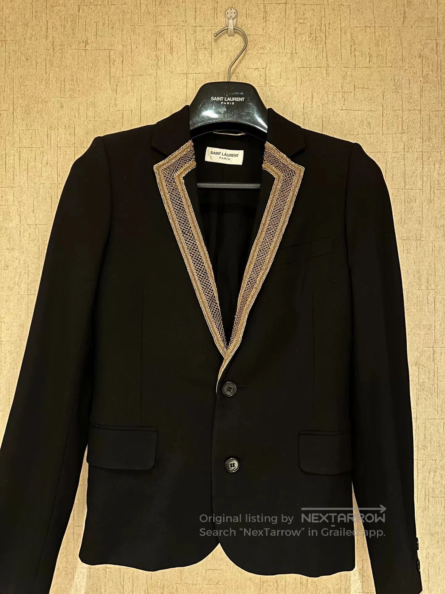 Saint Laurent Paris Saint Laurent Black Gold Trim Blazer. Size XXS / US 00 / IT 34 - 1 Thumbnail