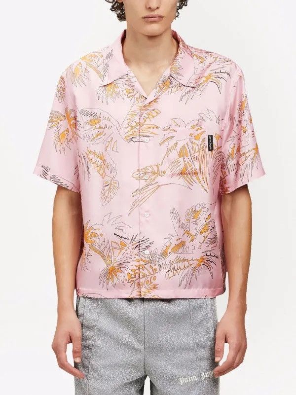 Palm Angels Palm Angels Abstract Palms-print Pink Silk Shirt Size: 46 Size US S / EU 44-46 / 1 - 1 Thumbnail