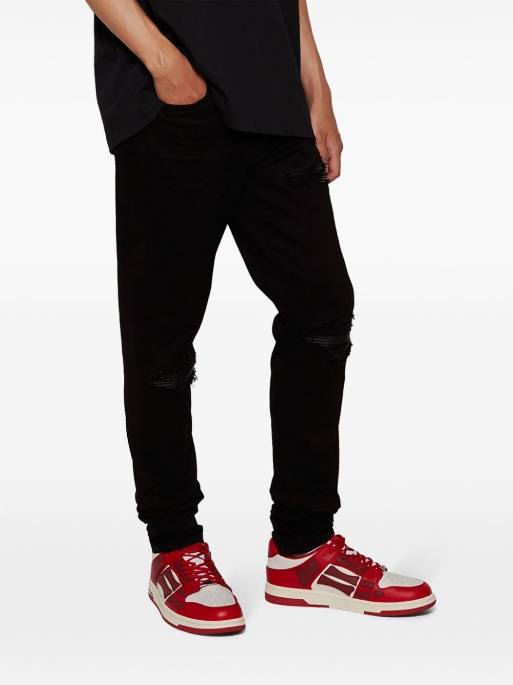 Amiri oc11z0325 Skelton Low-Top Sneakers in Red/White Size US 14 / EU 47 - 4 Thumbnail