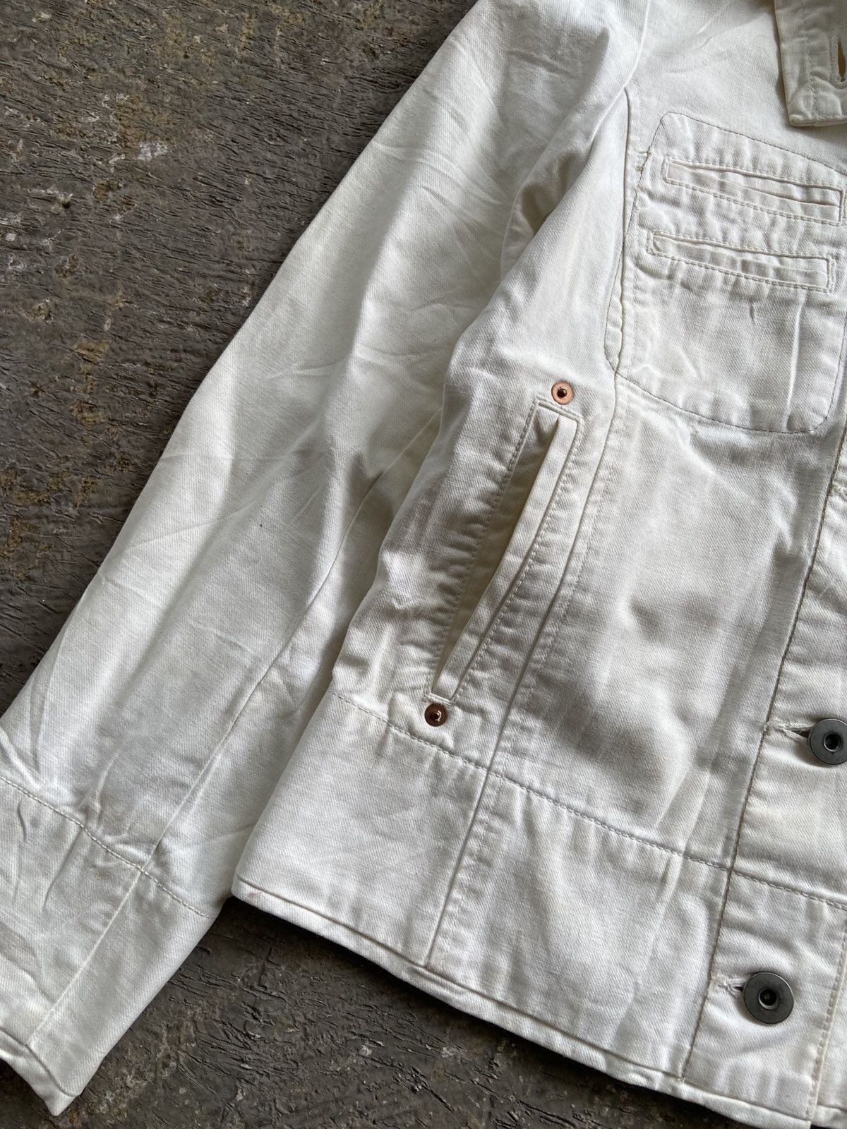 Blue Blue Japan 1990s Blue Blue Japan - Mud Wash Broken White Trucker Jacket Size M / US 6-8 / IT 42-44 - 9 Thumbnail
