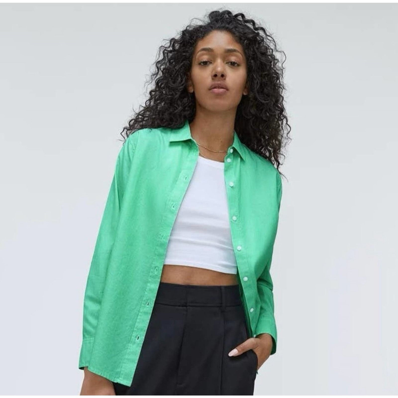 Everlane NWT Everlane The Silky Cotton Relaxed Shirt Striped Size 12 Size XXS / US 00 / IT 34 - 2 Thumbnail