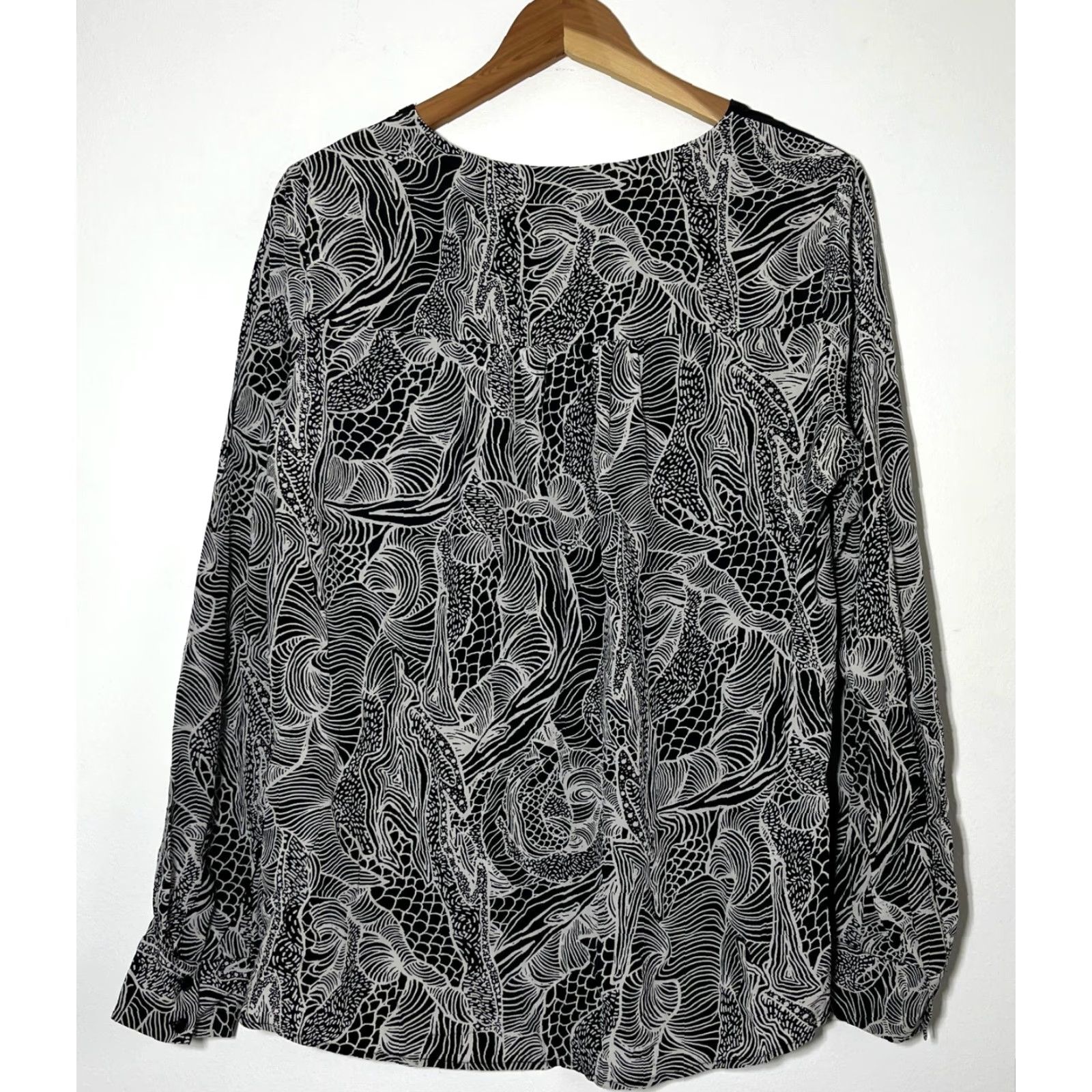 Diane von Furstenberg DVF Diane von Furstenberg Louisa Long Sleeve Silk Top Sz 12 Women’s Blouse Size XL / US 12-14 / IT 48-50 - 3 Thumbnail