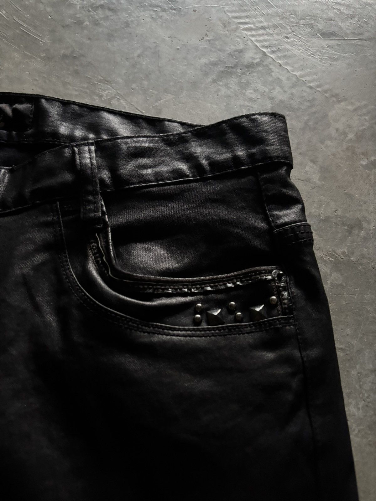 Beauty Beast × Isamu Katayama Backlash × Yasuyuki Ishii CLOUD 72 leather pant zipper sick backpocket rhinestone punk Size US 37 - 8 Thumbnail