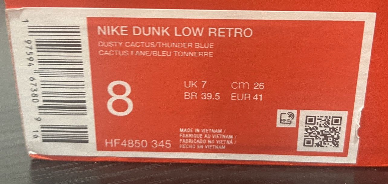 Nike SIZE 8 MEN - Nike Dunk Low Retro Dusty Cactus Thunder Blue Size US 8 / EU 41 - 7 Thumbnail