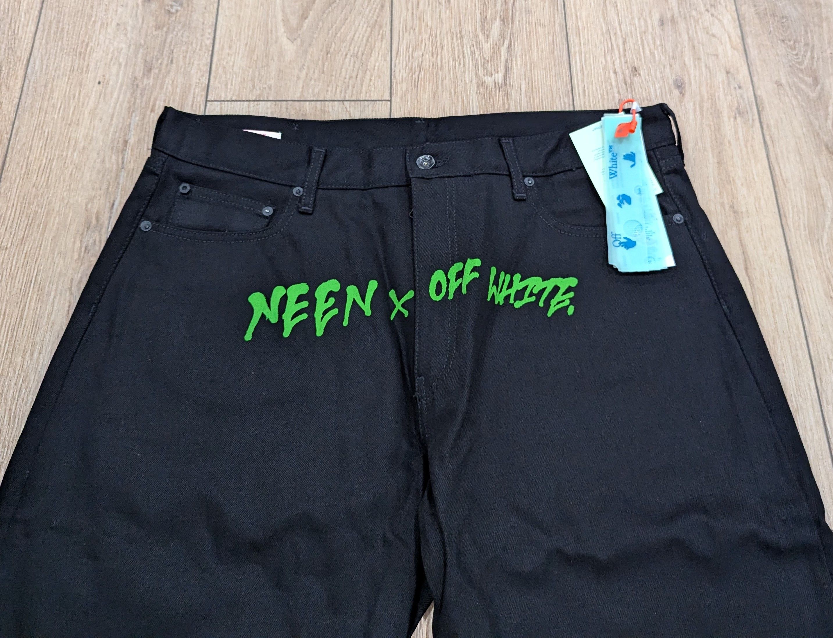 Off-White OFF-WHITE x NEEN Double Skate Jeans Black/Green 31 Size US 31 - 2 Thumbnail