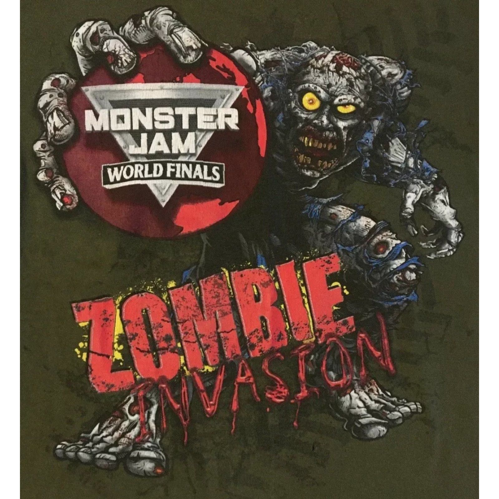 Vintage VINTAGE All Over Print T-Shirt S Green Distressed Zombie Monster Truck Jam Finals Grunge Y2K Mens Shirt Size US S / EU 44-46 / 1 - 3 Thumbnail