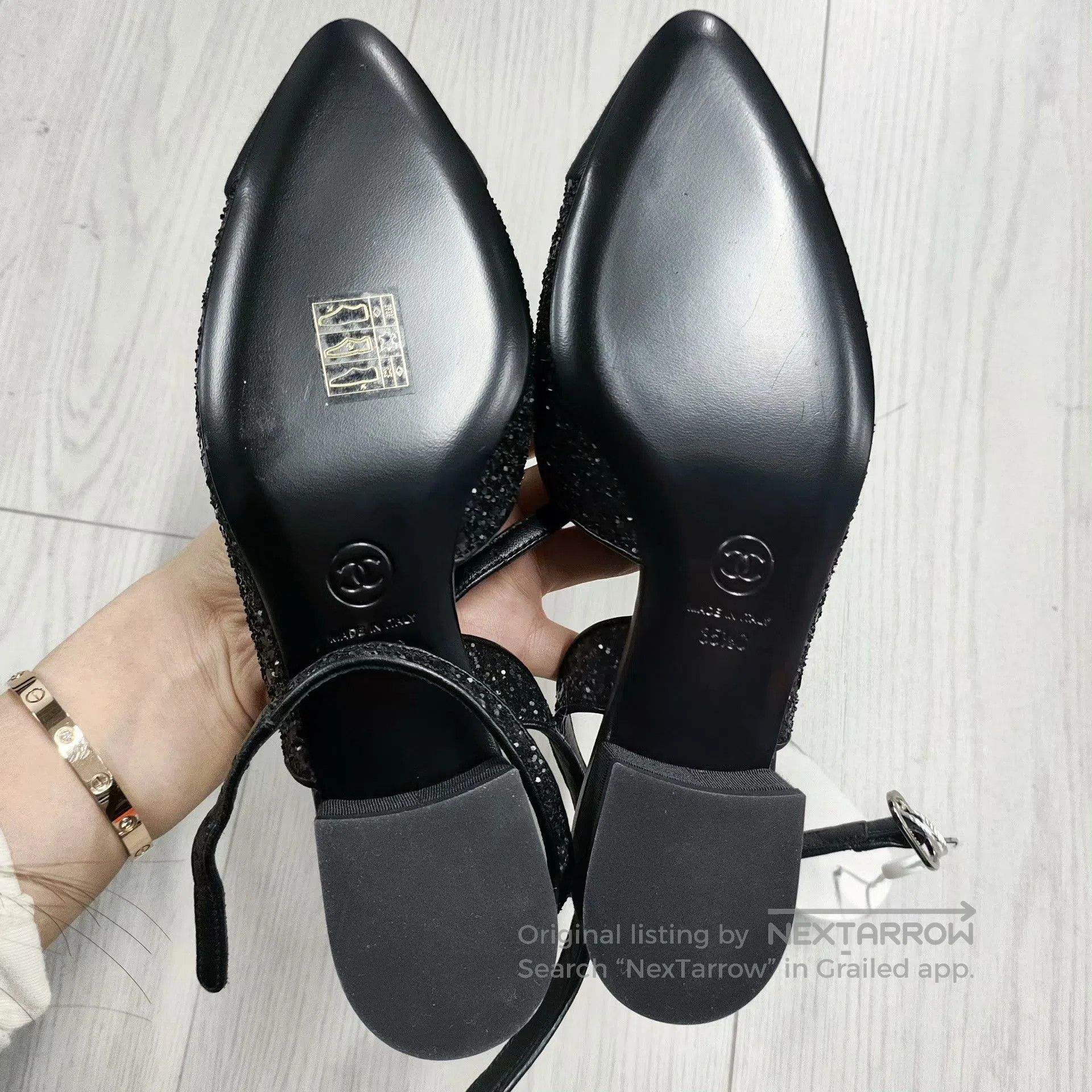 Chanel Chanel Black Rhinestone Low. Size US 5.5 / IT 35.5 - 2 Thumbnail