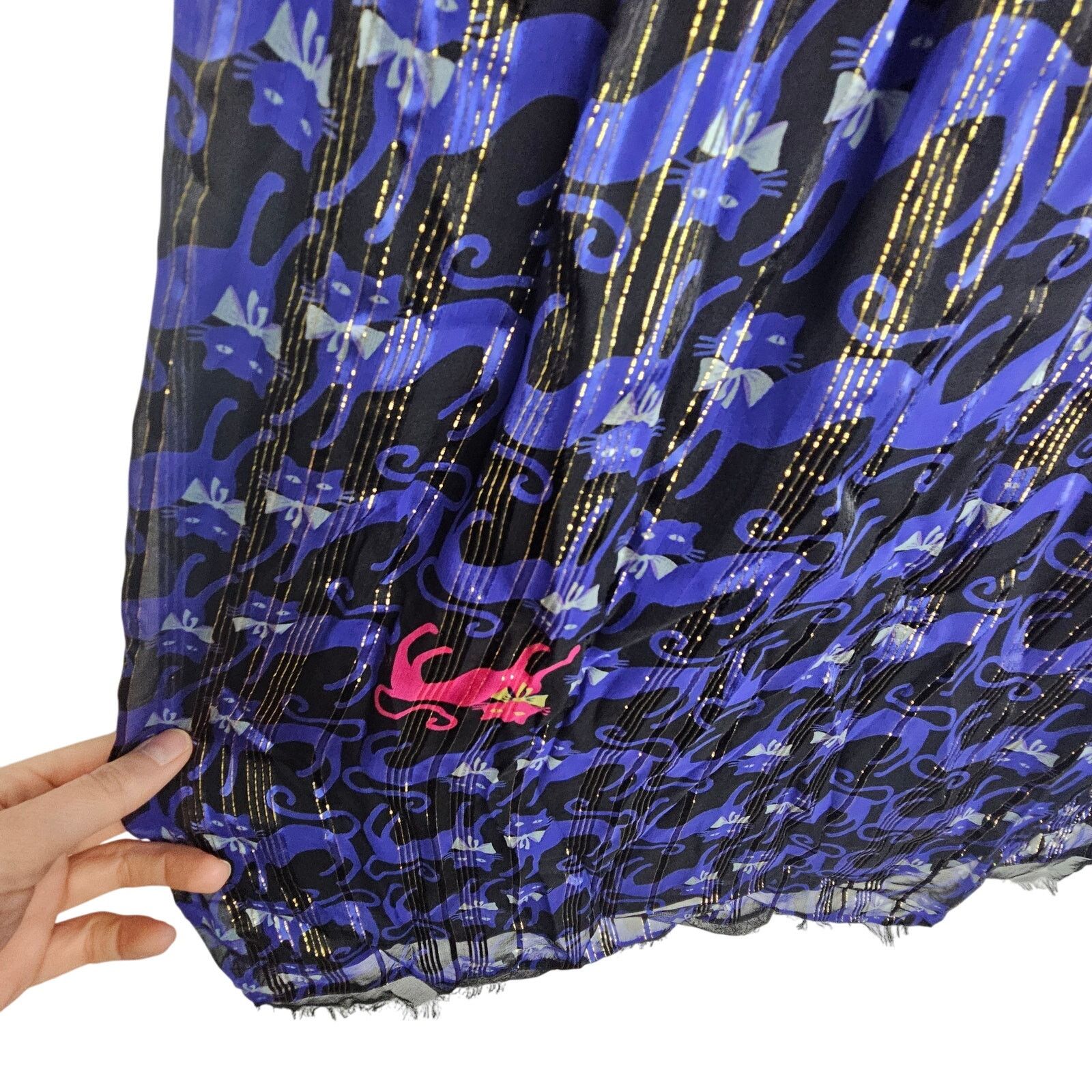 Zilli Petro Zillia Silk Babydoll Dress Cat Print Witchy Whimsigoth Size M / US 6-8 / IT 42-44 - 4 Thumbnail