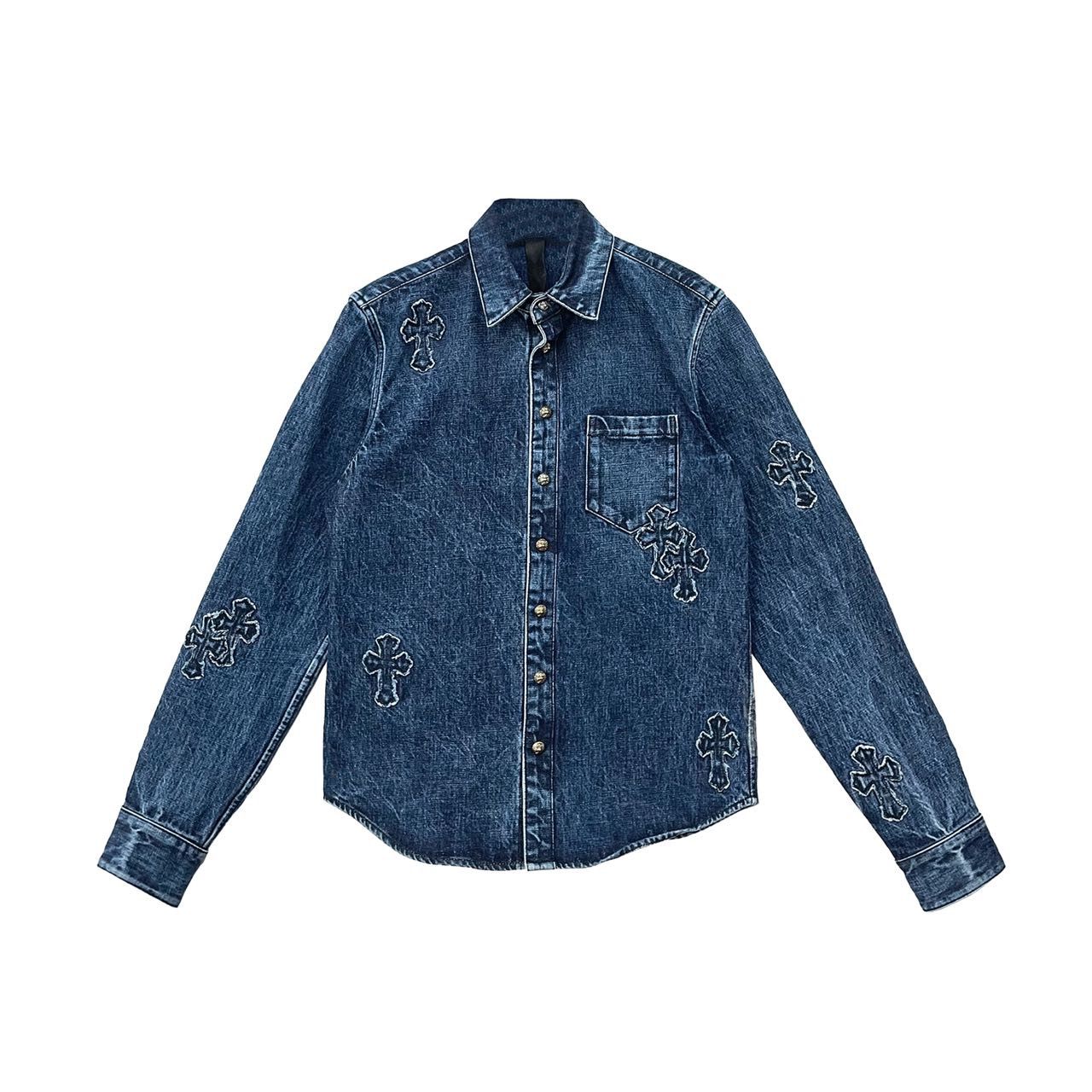 Chrome Hearts Chrome Hearts Cross Patch Denim Long Sleeve Shirt Size US XL / EU 56 / 4 - 1 Thumbnail