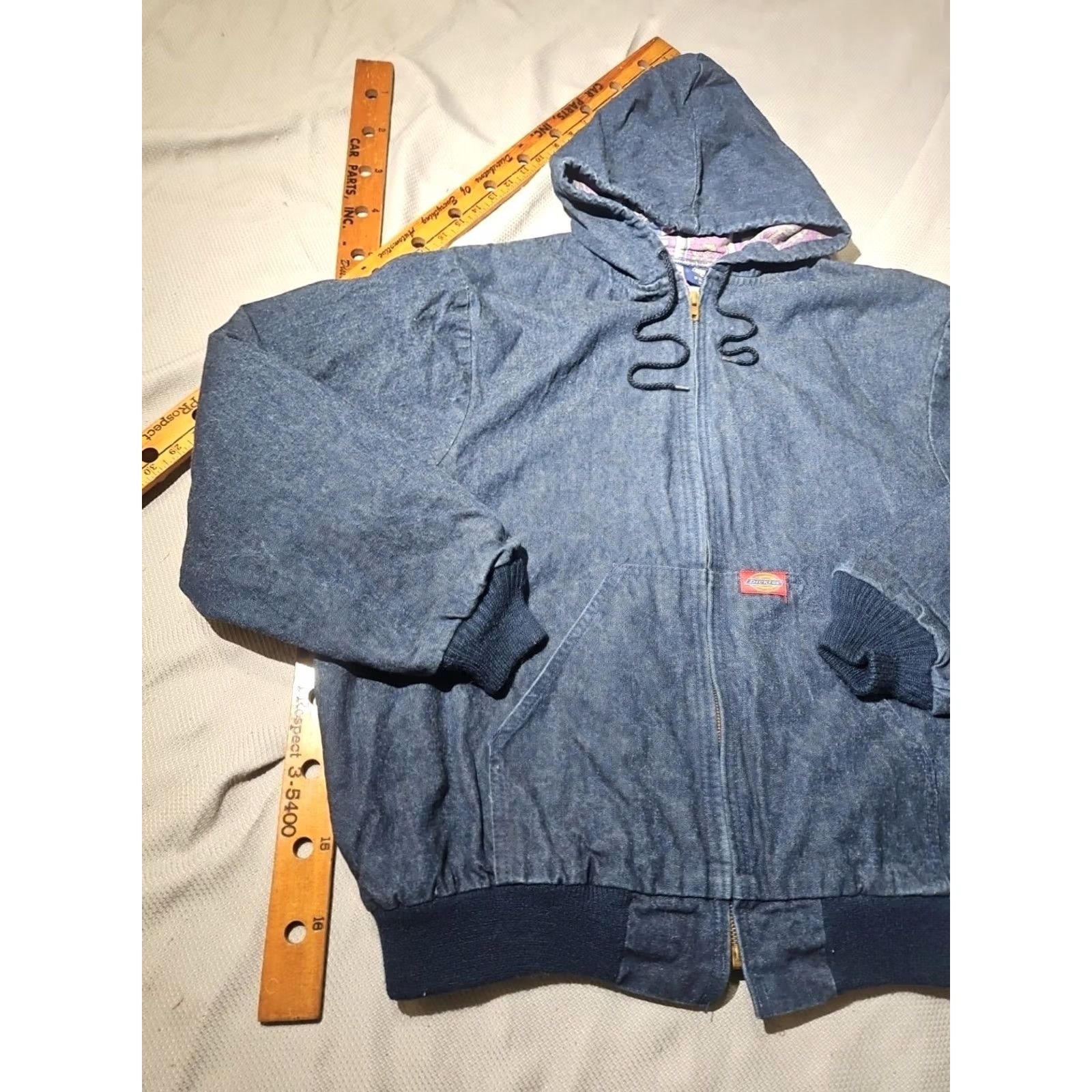 Dickies VTG Dickies Jacket Mens XL Blue Denim Aztec Quilt Lined Hooded Workwear Coat Jacket Size US XL / EU 56 / 4 - 7 Thumbnail