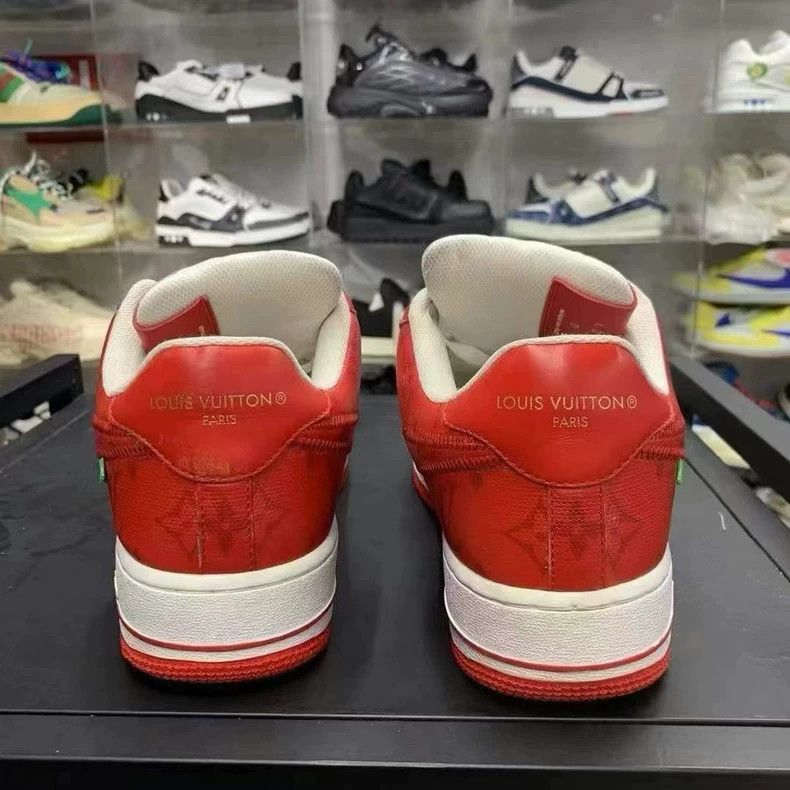 Louis Vuitton red and white lowtop sneakers-2508 Size US 8 / EU 41 - 2 Thumbnail